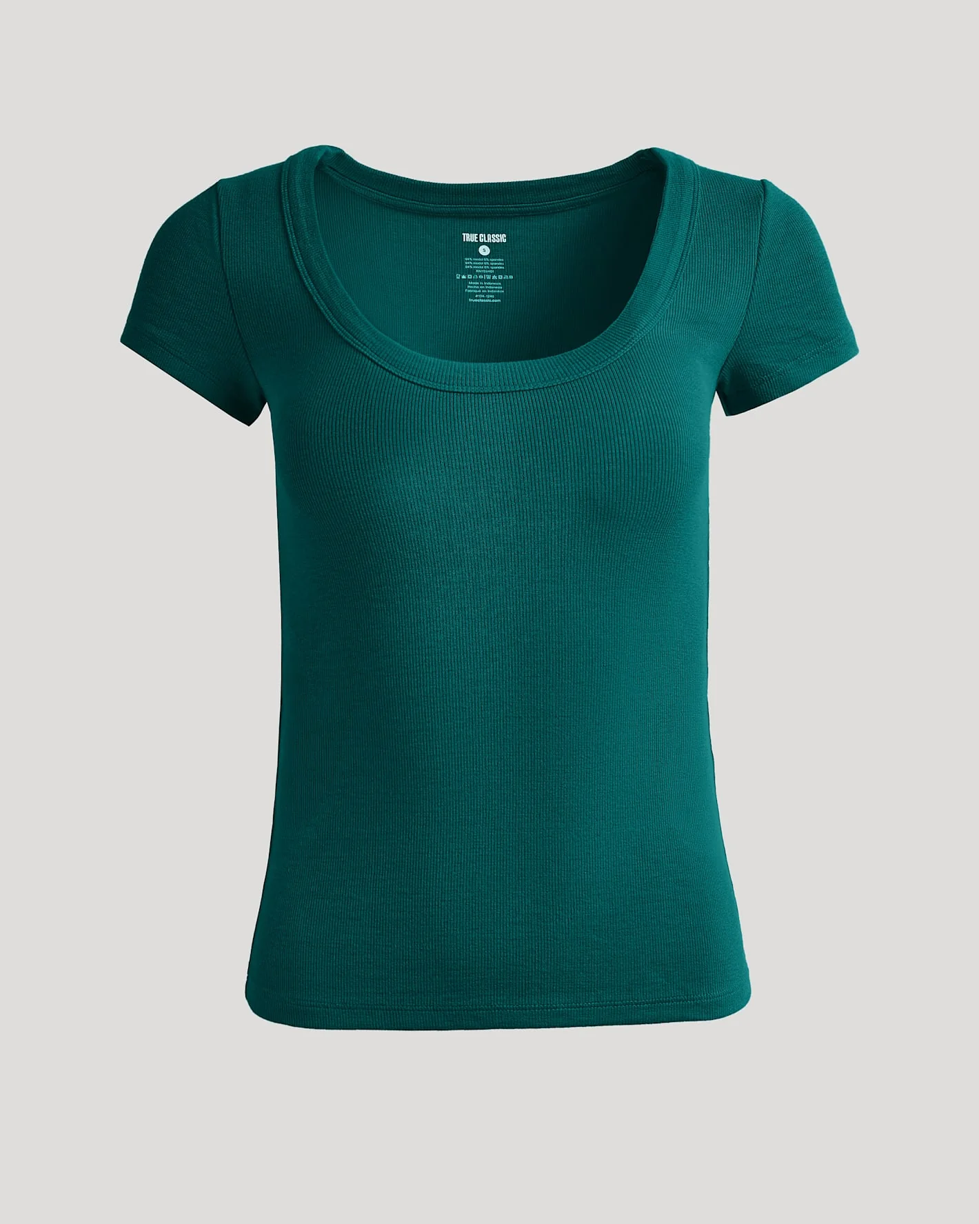 Womens Deep Emerald Ribbed U-Neck Tee - Image 2