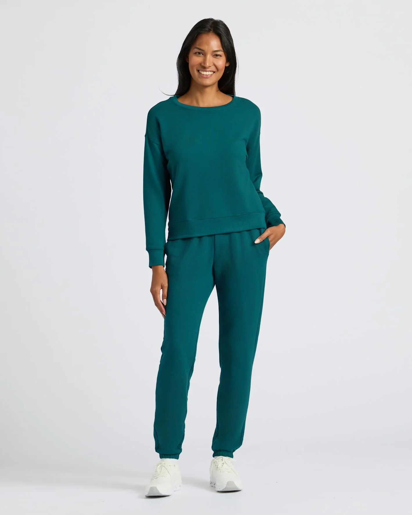 Womens Deep Emerald Slouch Pullover Crew - Image 3