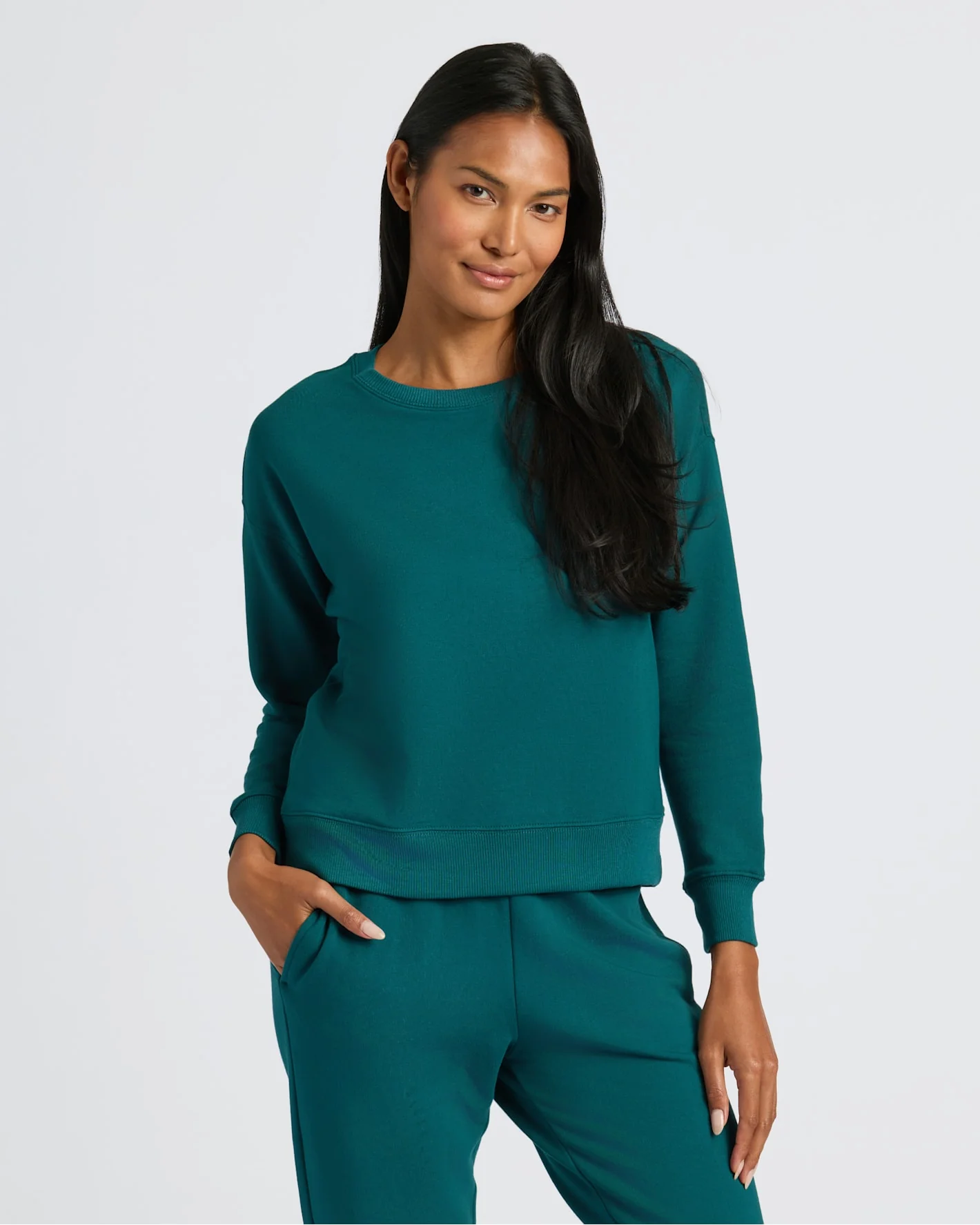 Womens Deep Emerald Slouch Pullover Crew - Image 6
