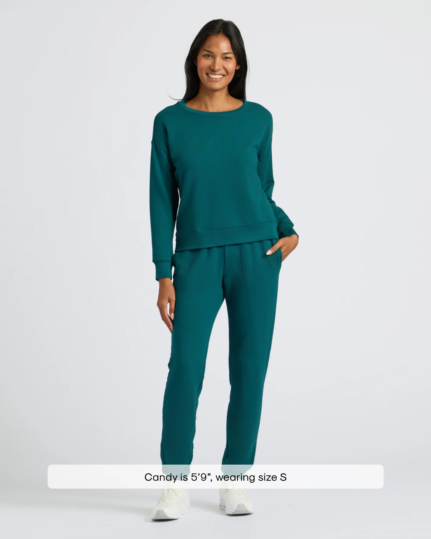 Womens Deep Emerald Slouch Pullover Crew & Relaxed Jogger 2-Pack - Image 2