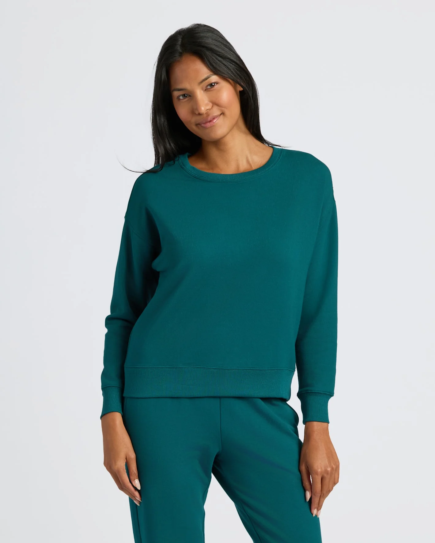 Womens Deep Emerald Slouch Pullover Crew & Relaxed Jogger 2-Pack - Image 3