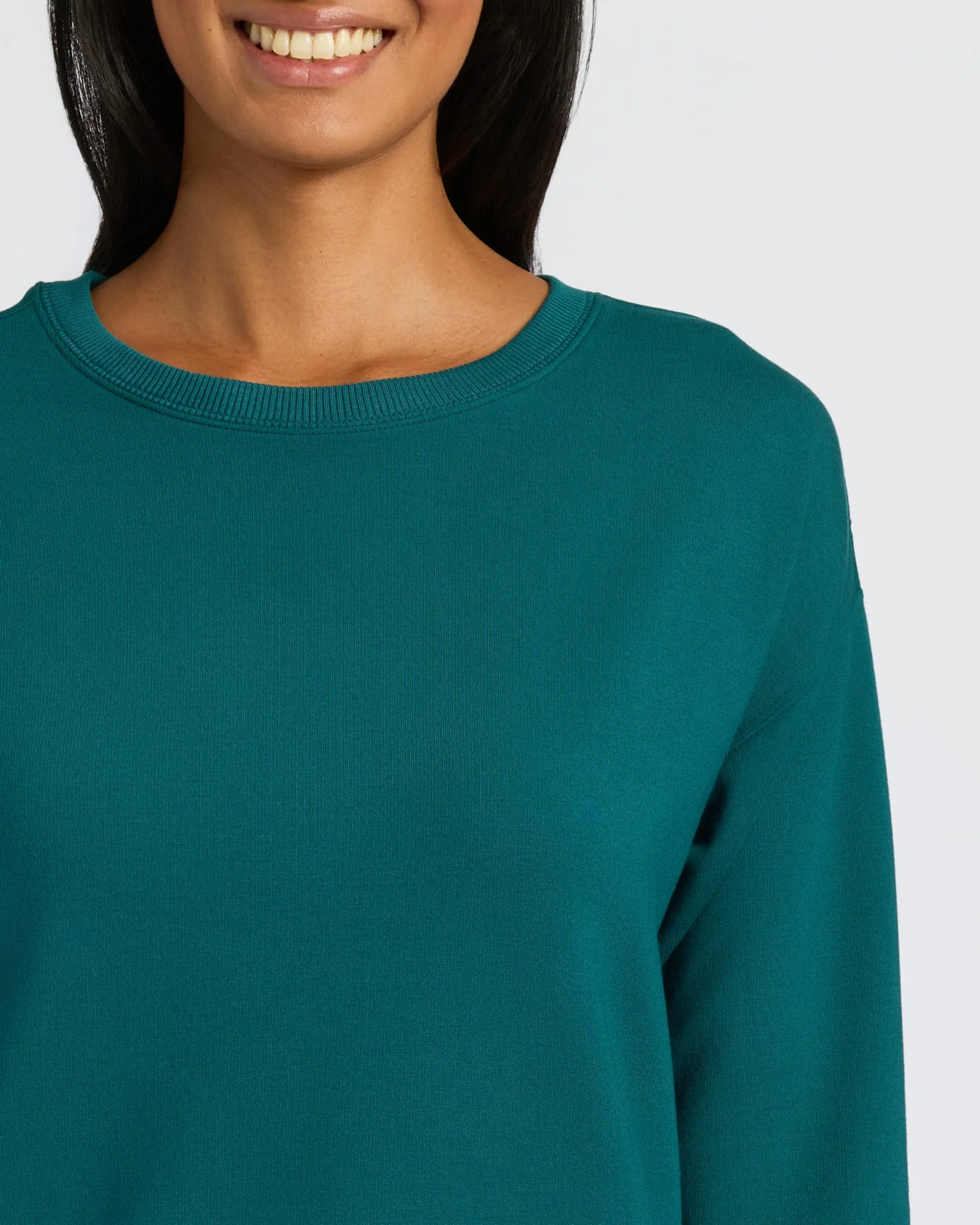 Womens Deep Emerald Slouch Pullover Crew - Image 5