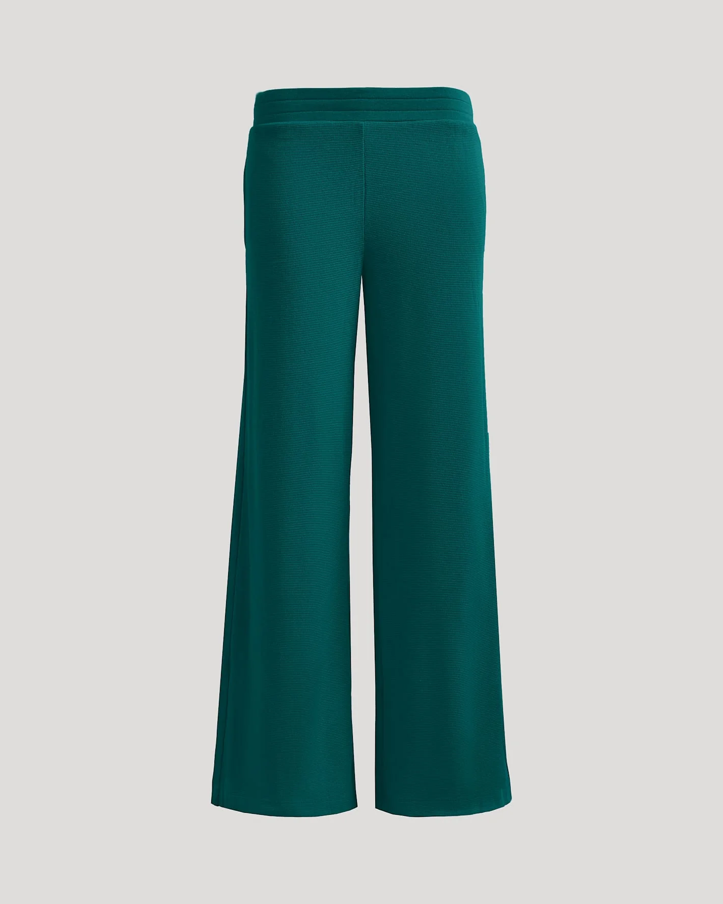 Womens Deep Emerald Waffle Wide Leg Pants - Image 2