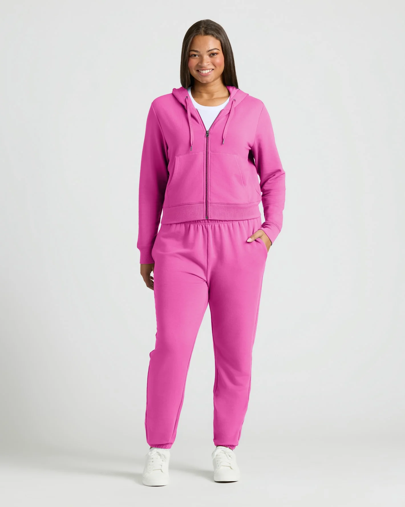 Womens Electric Fuchsia Crop Zip Hoodie - Image 3
