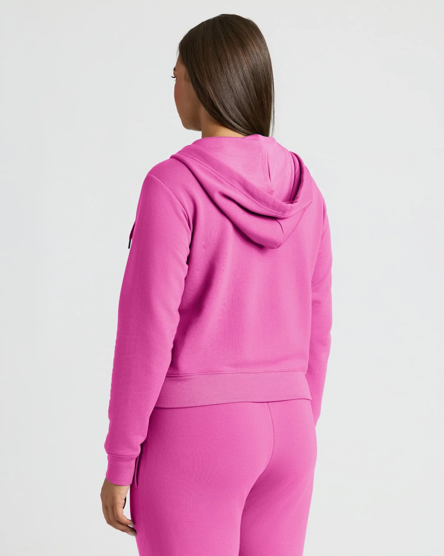 Womens Electric Fuchsia Crop Zip Hoodie - Image 4