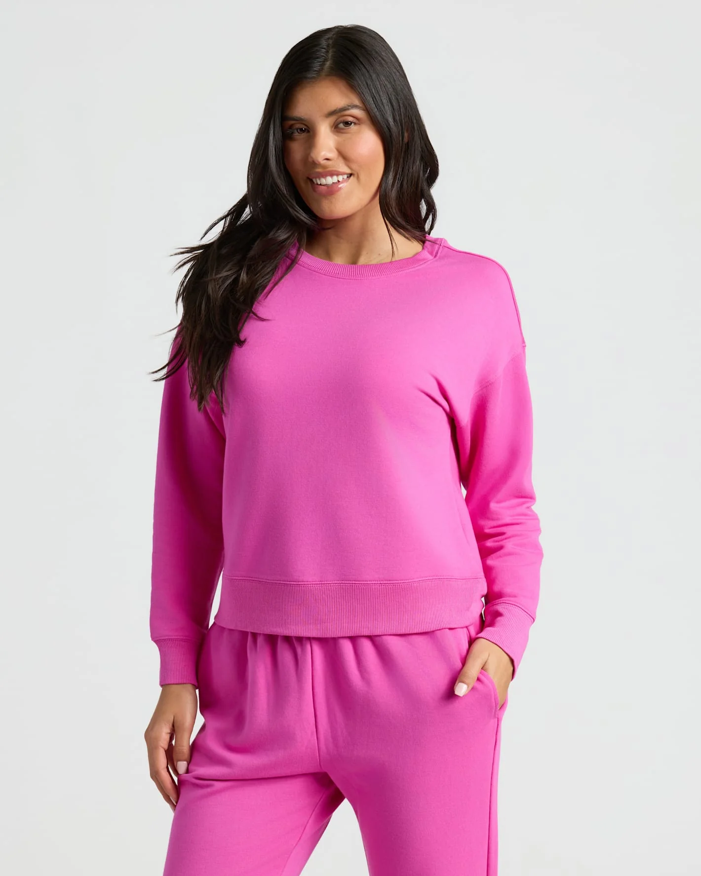 Womens Electric Fuchsia Slouch Pullover Crew & Relaxed Jogger 2-Pack - Image 3