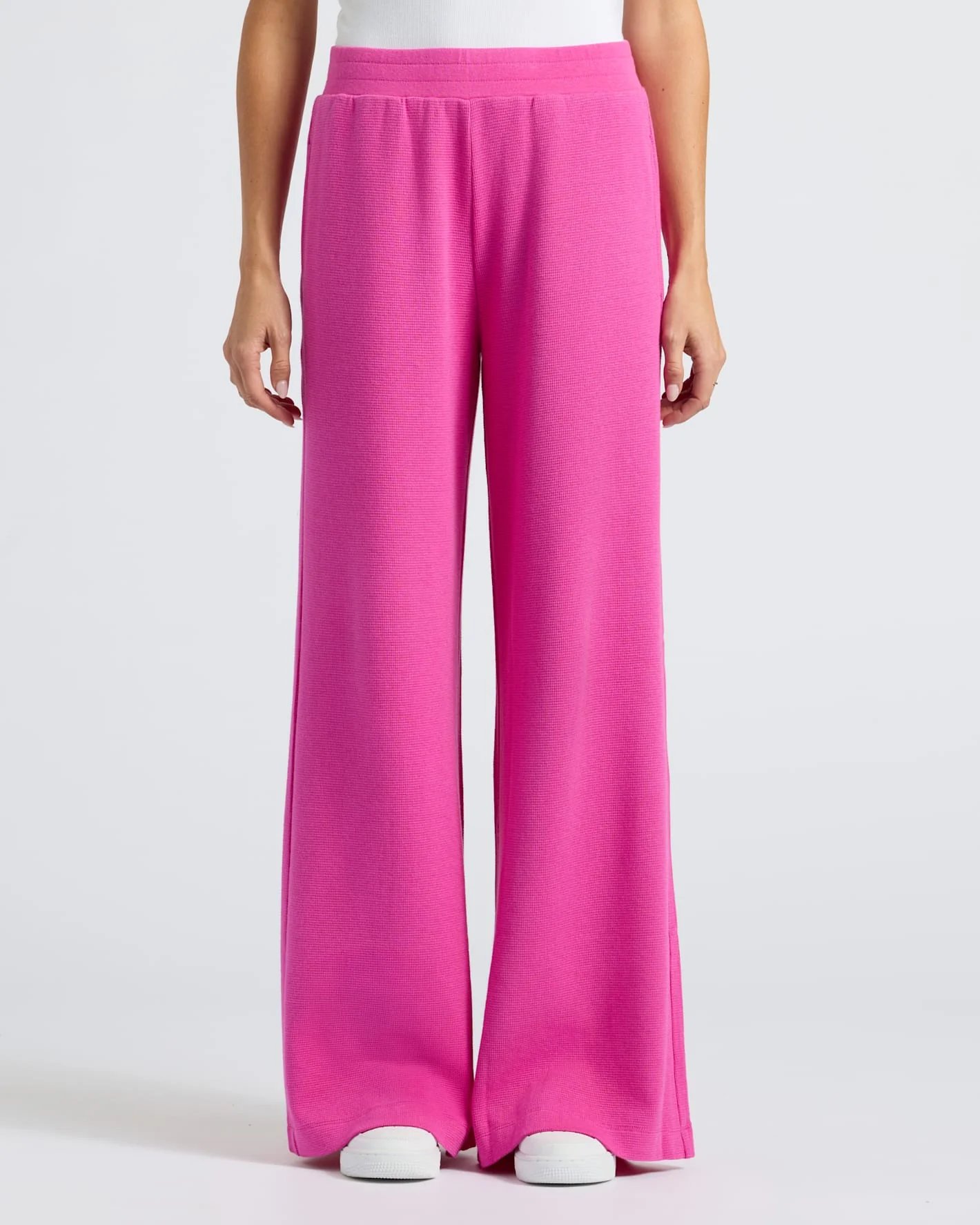 Womens Electric Fuchsia Waffle Long Sleeve Henley & Waffle Leg Pant 2-Pack - Image 6
