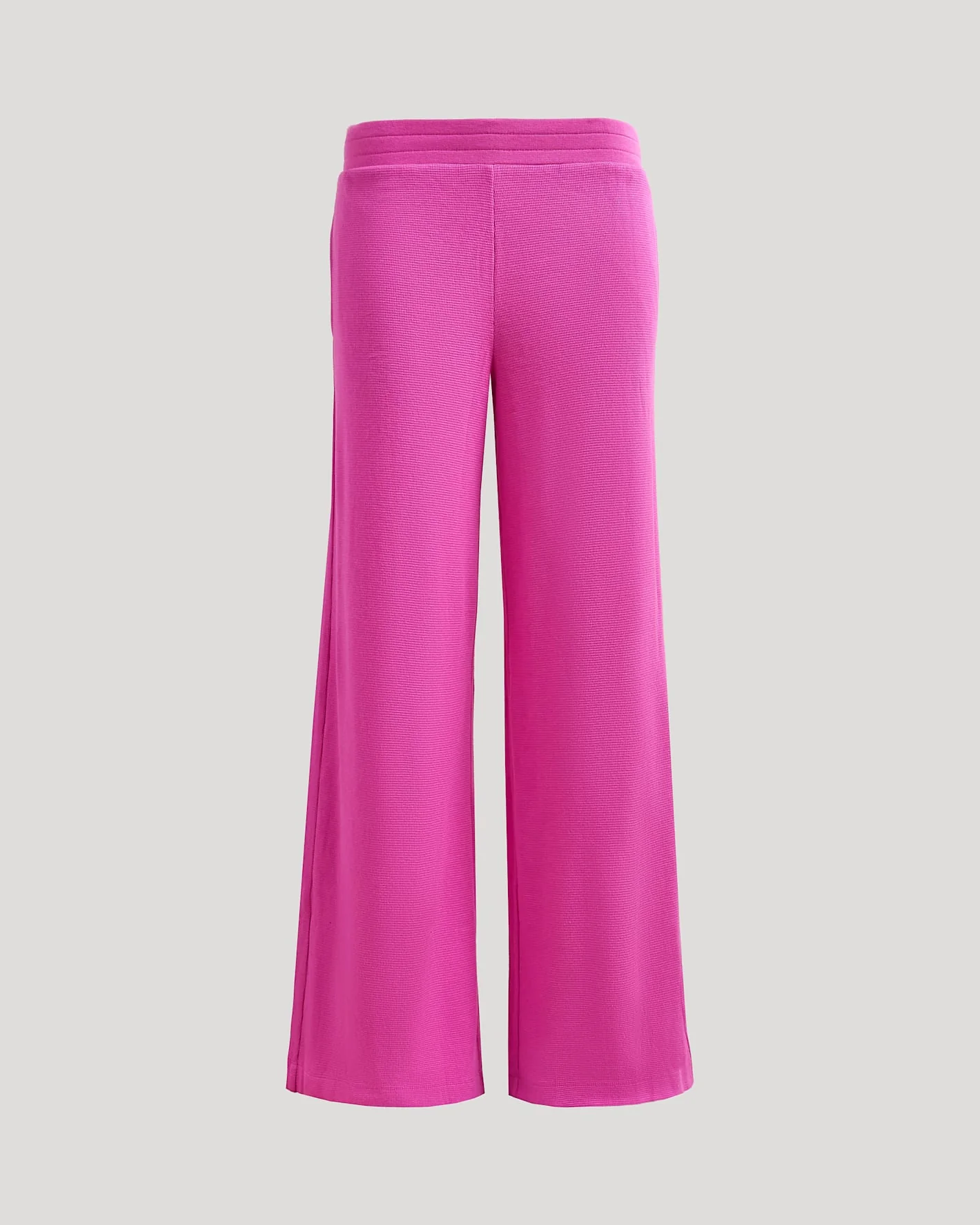 Womens Electric Fuchsia Waffle Wide Leg Pants - Image 2