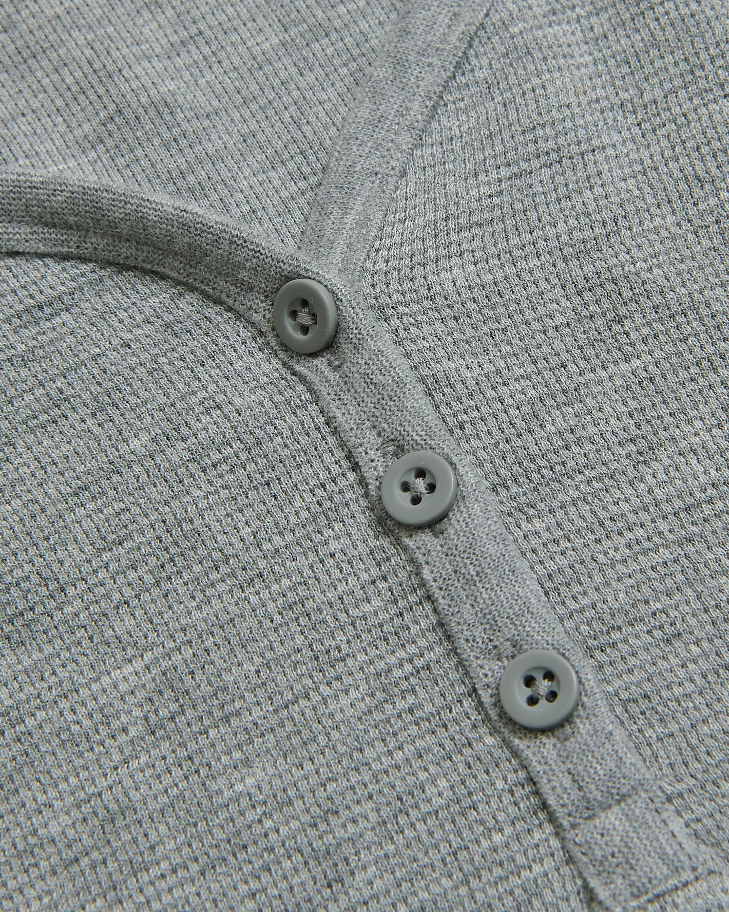 Womens Heather Gray Waffle Long Sleeve Boxy Henley - Image 8