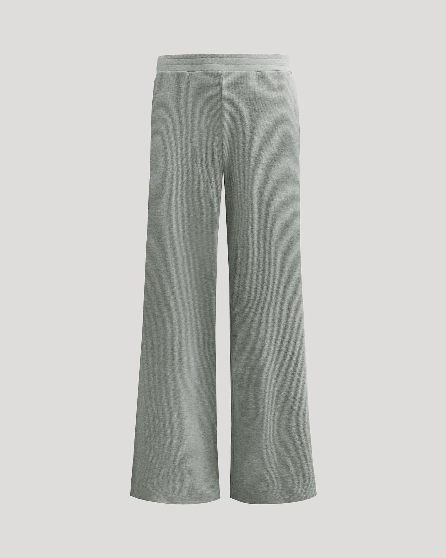 Womens Heather Gray Waffle Wide Leg Pants - Image 2