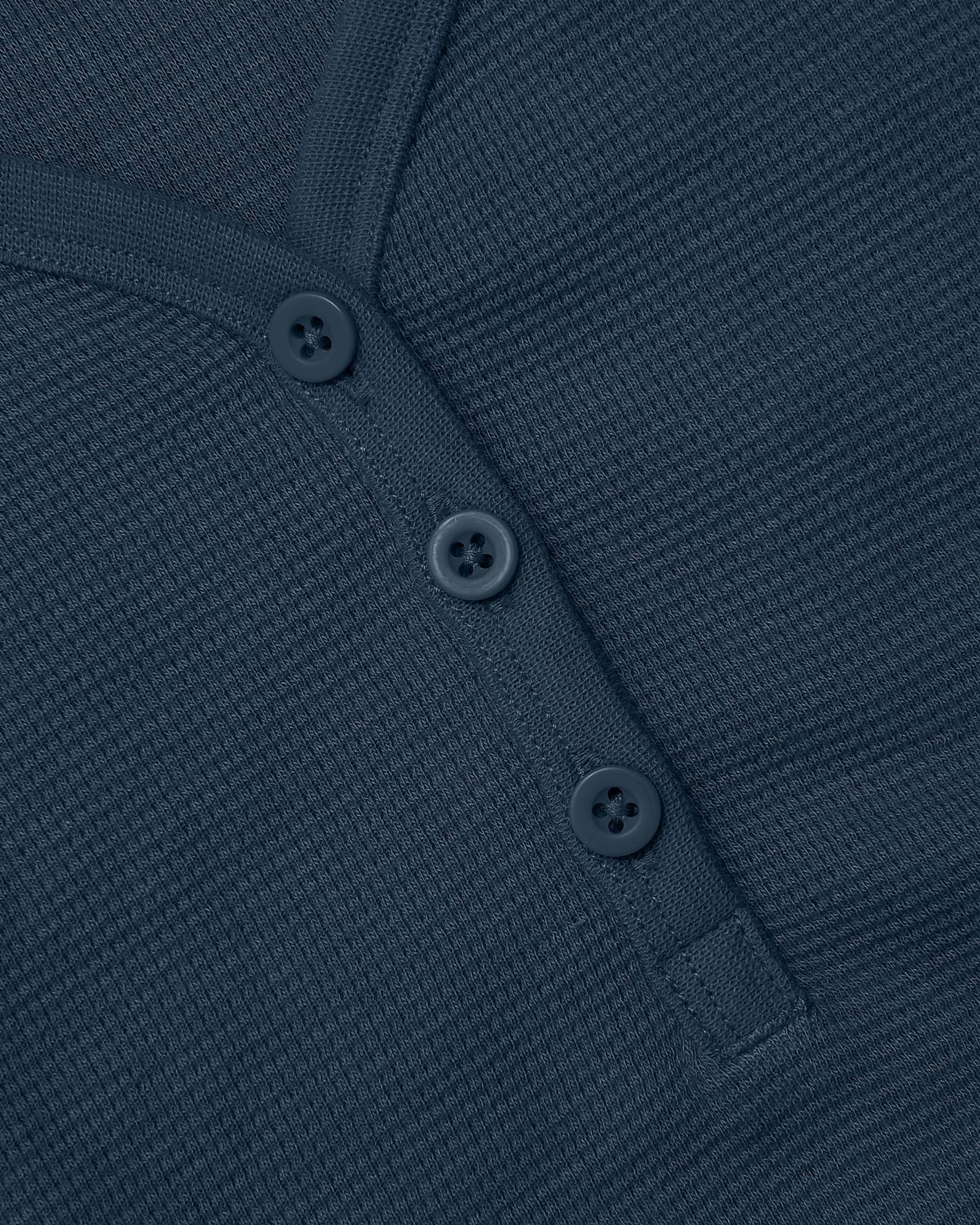 Womens Navy Waffle Long Sleeve Boxy Henley - Image 7