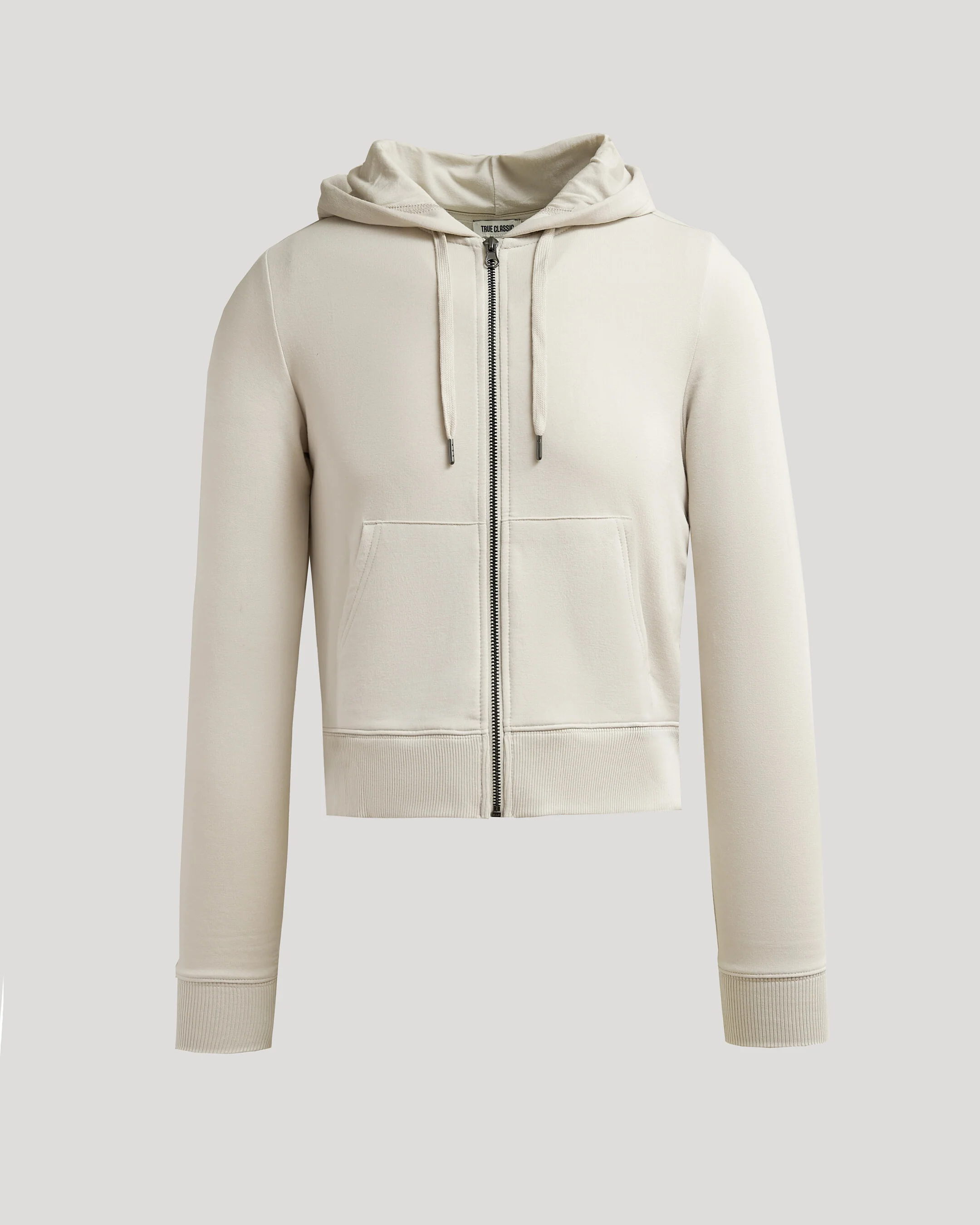 Womens Oatmeal Crop Zip Hoodie - Image 2