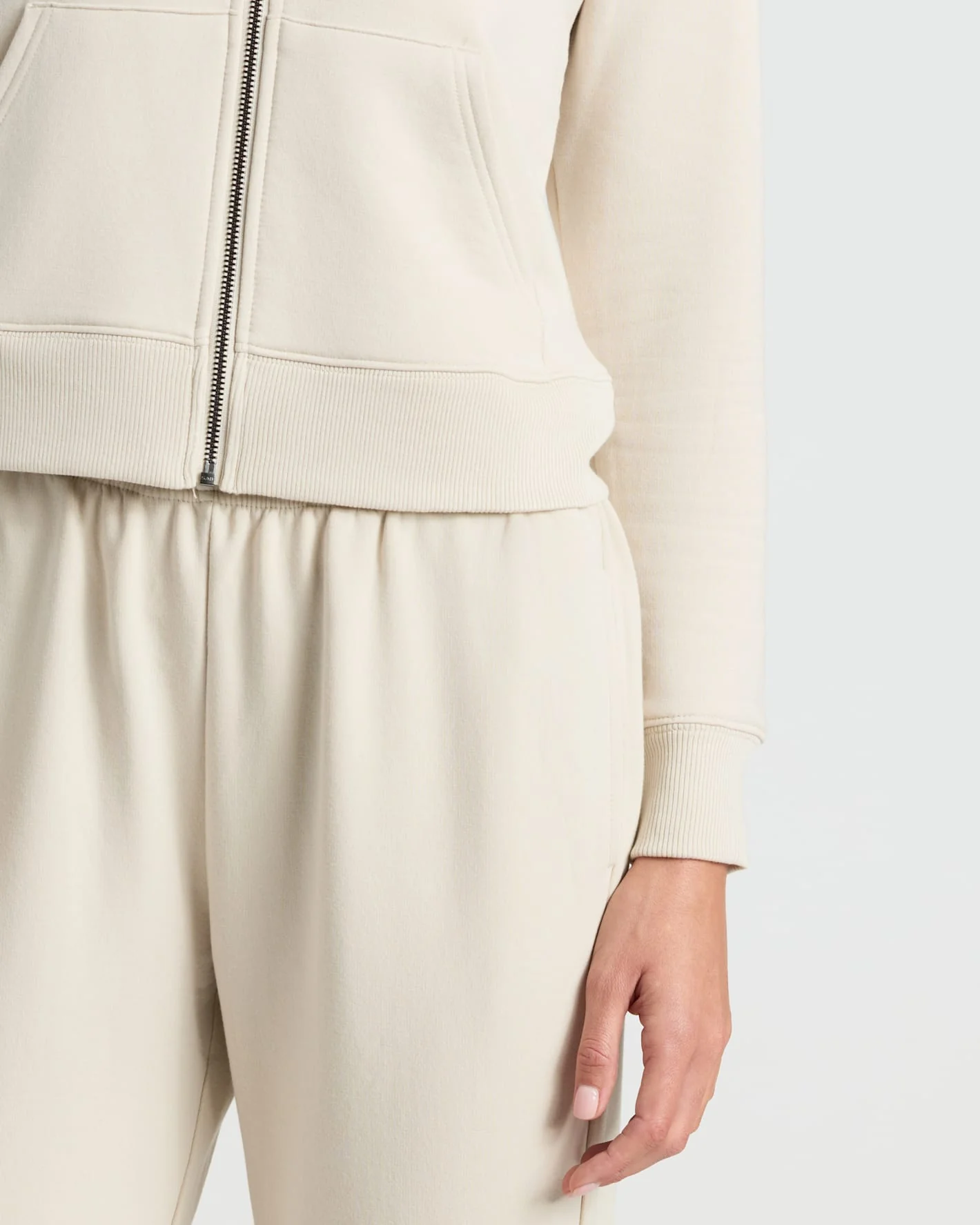 Womens Oatmeal Crop Zip Hoodie - Image 6