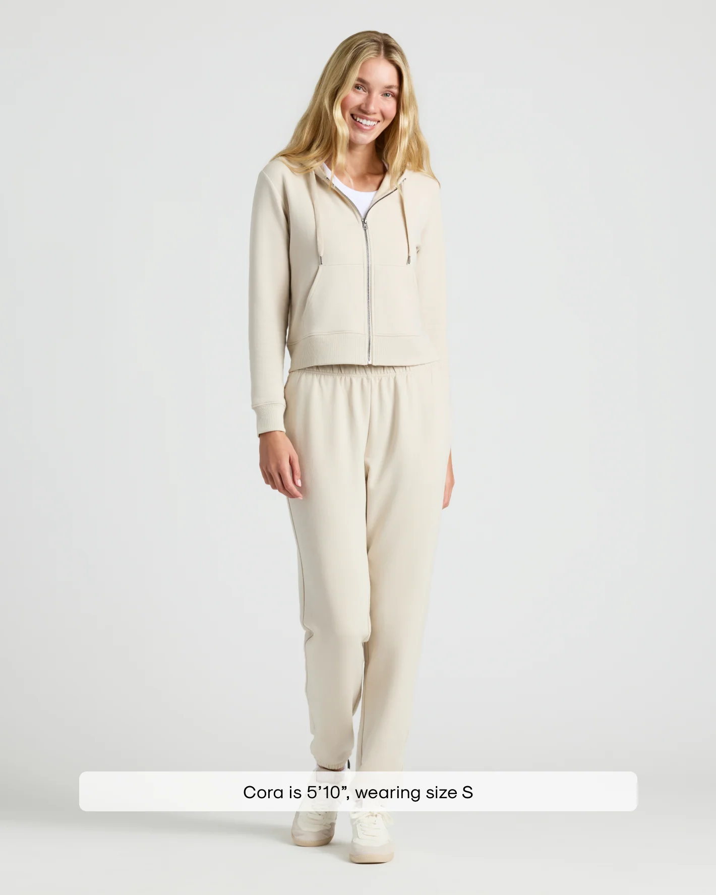 Womens Oatmeal Crop Zip Hoodie & Relaxed Jogger 2-Pack - Image 2