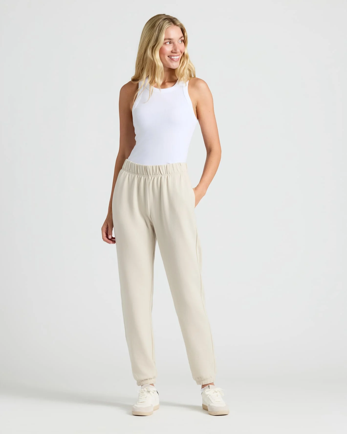 Womens Oatmeal Relaxed Joggers - Image 6