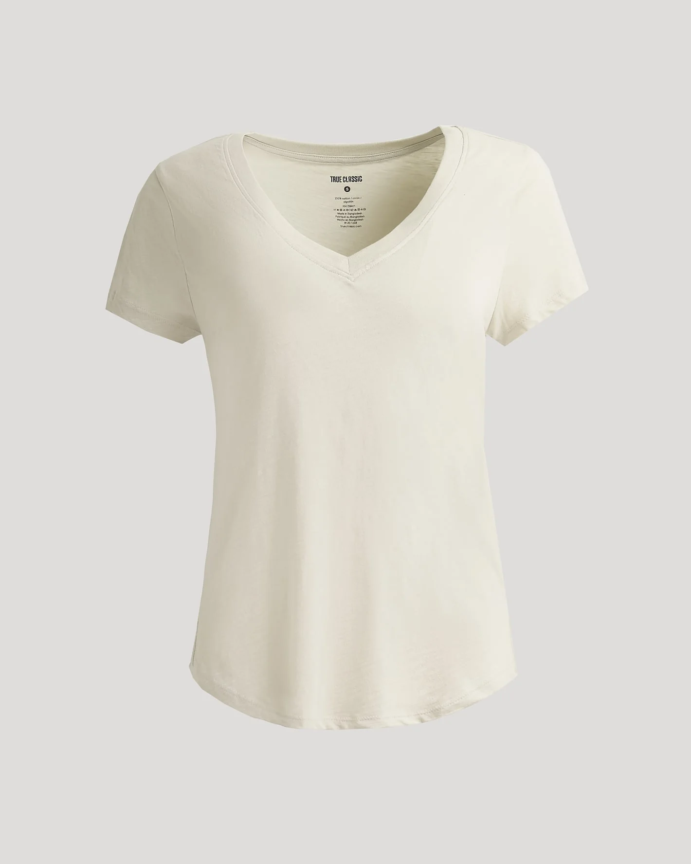 Womens Oatmeal Relaxed Slub V-Neck Tee - Image 2