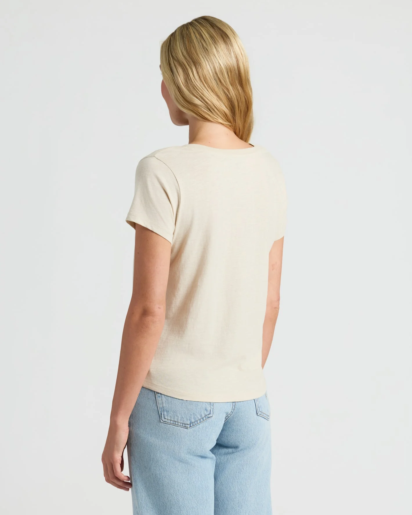 Womens Oatmeal Relaxed Slub V-Neck Tee 4-Pack - Image 4