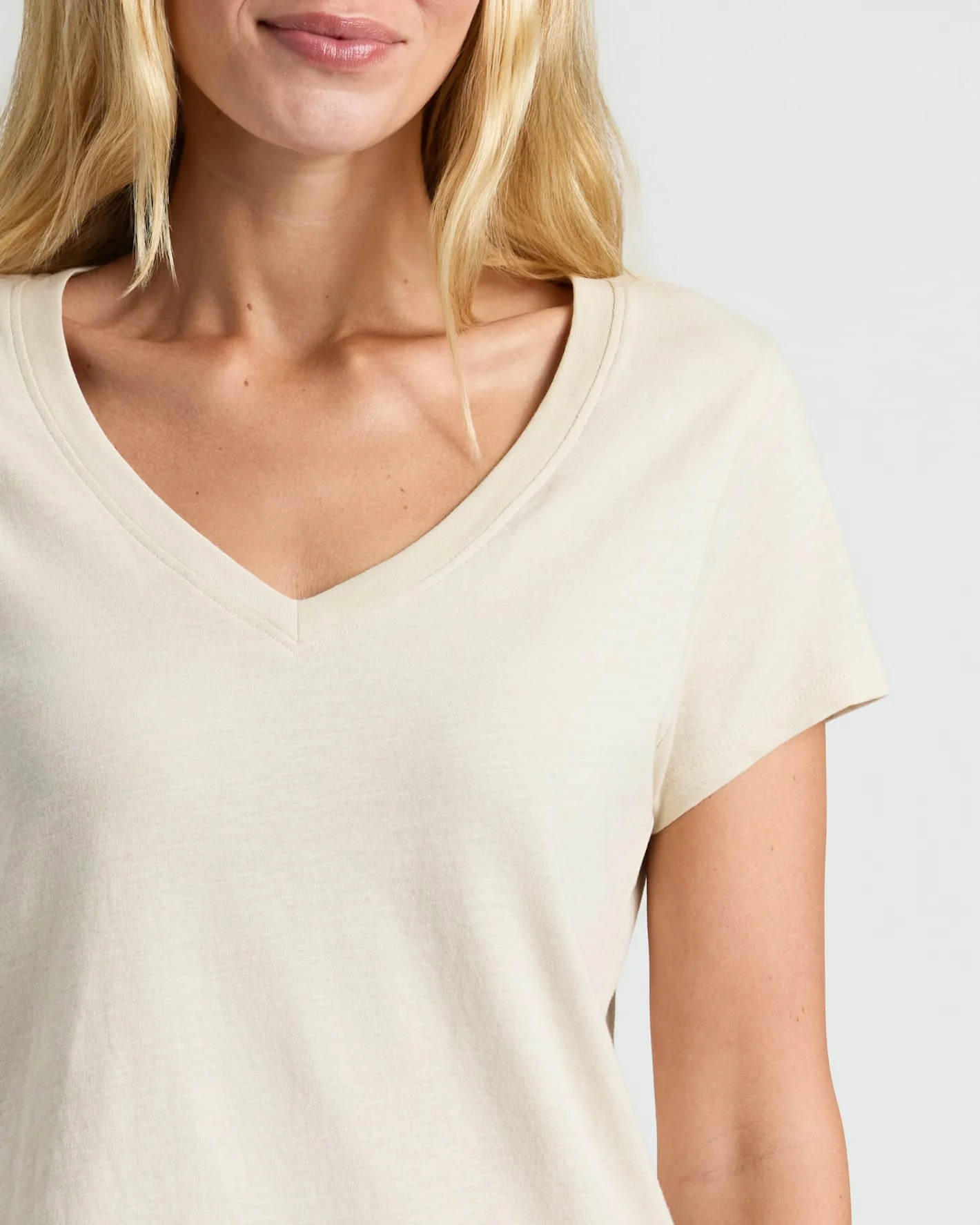 Womens Oatmeal Relaxed Slub V-Neck Tee 4-Pack - Image 5