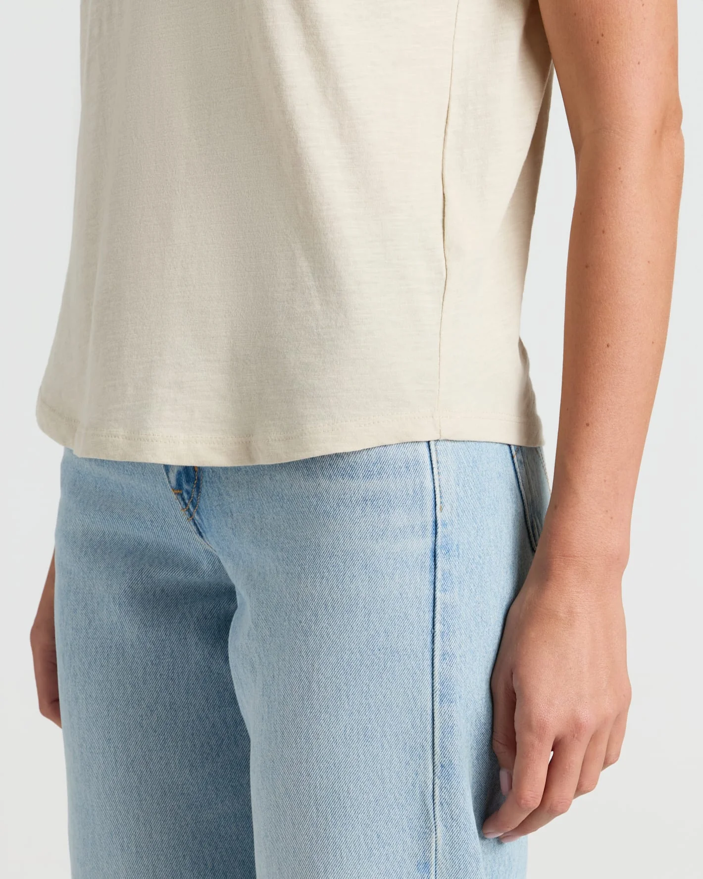 Womens Oatmeal Relaxed Slub V-Neck Tee 4-Pack - Image 6