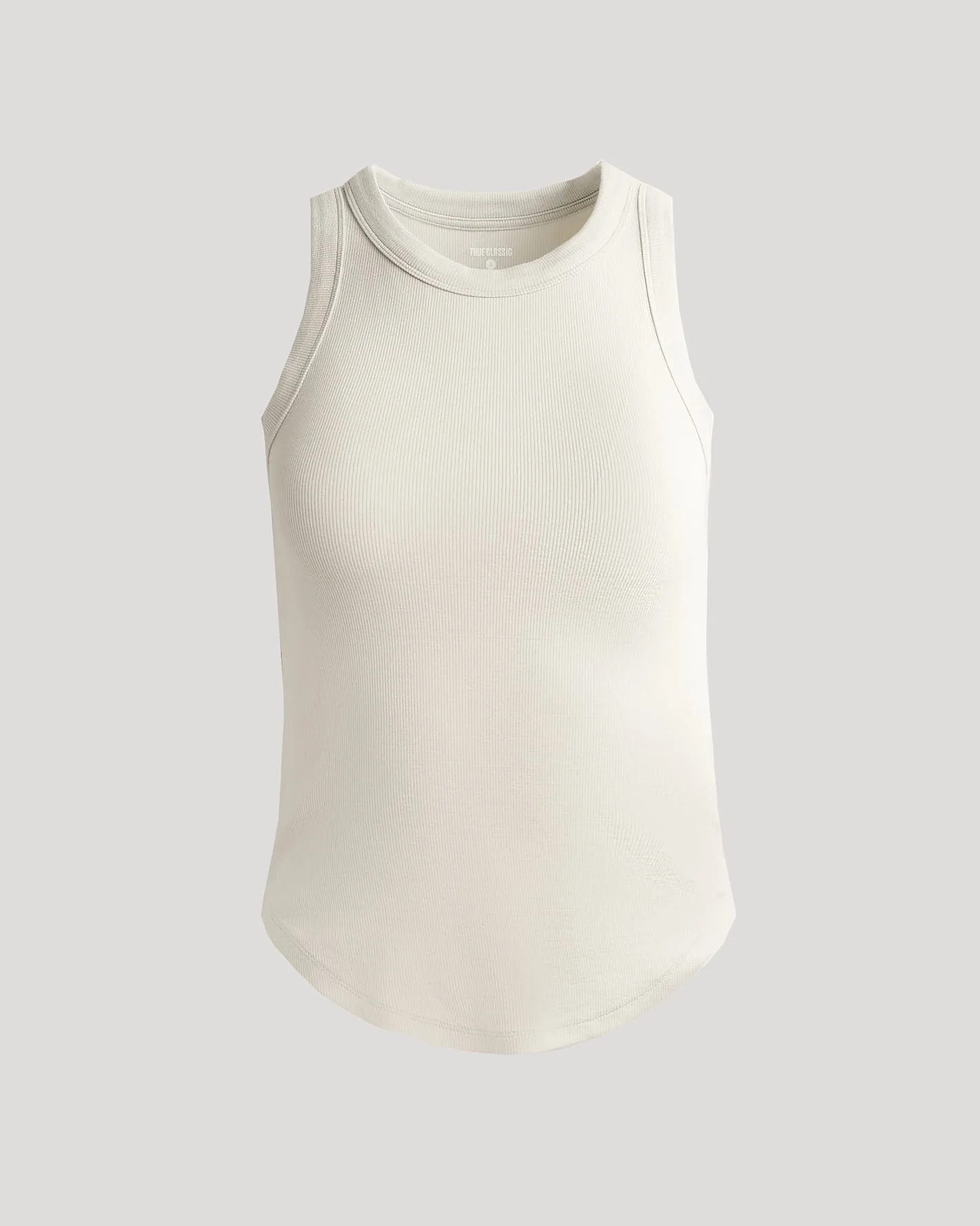 Womens Oatmeal Ribbed High Neck Tank - Image 2