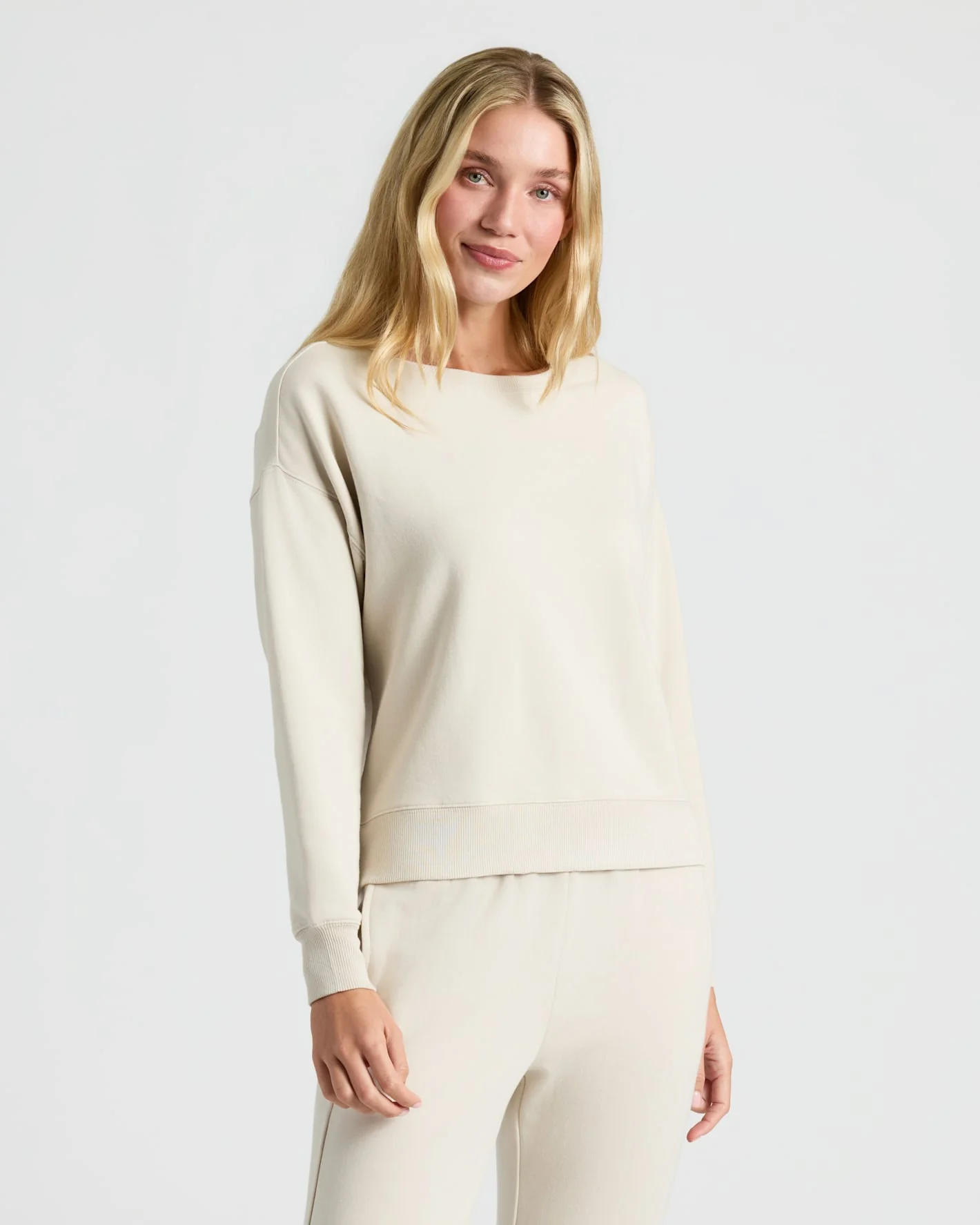 Womens Oatmeal Slouch Pullover Crew