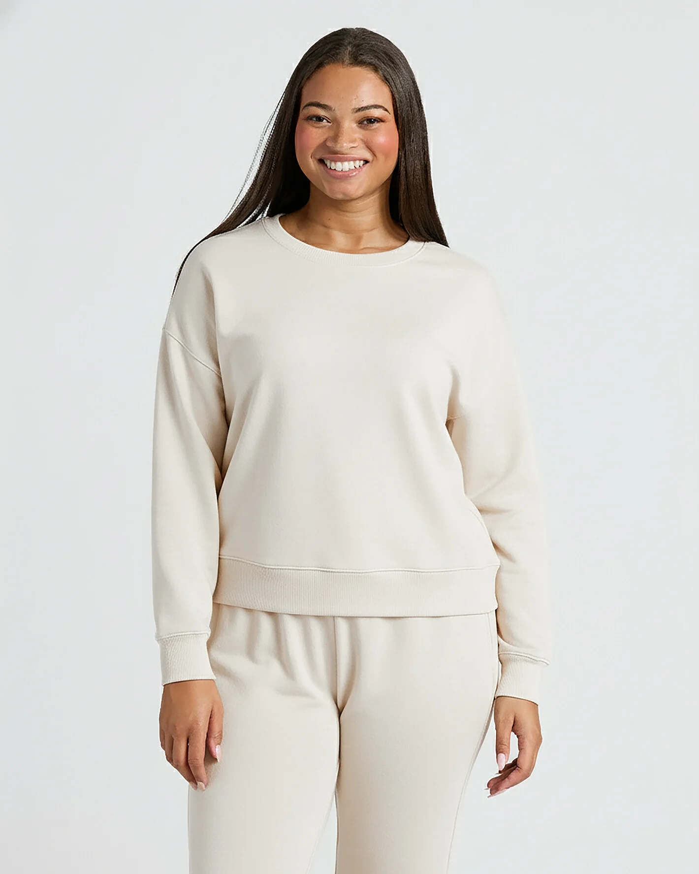 Womens Oatmeal Slouch Pullover Crew - Image 7