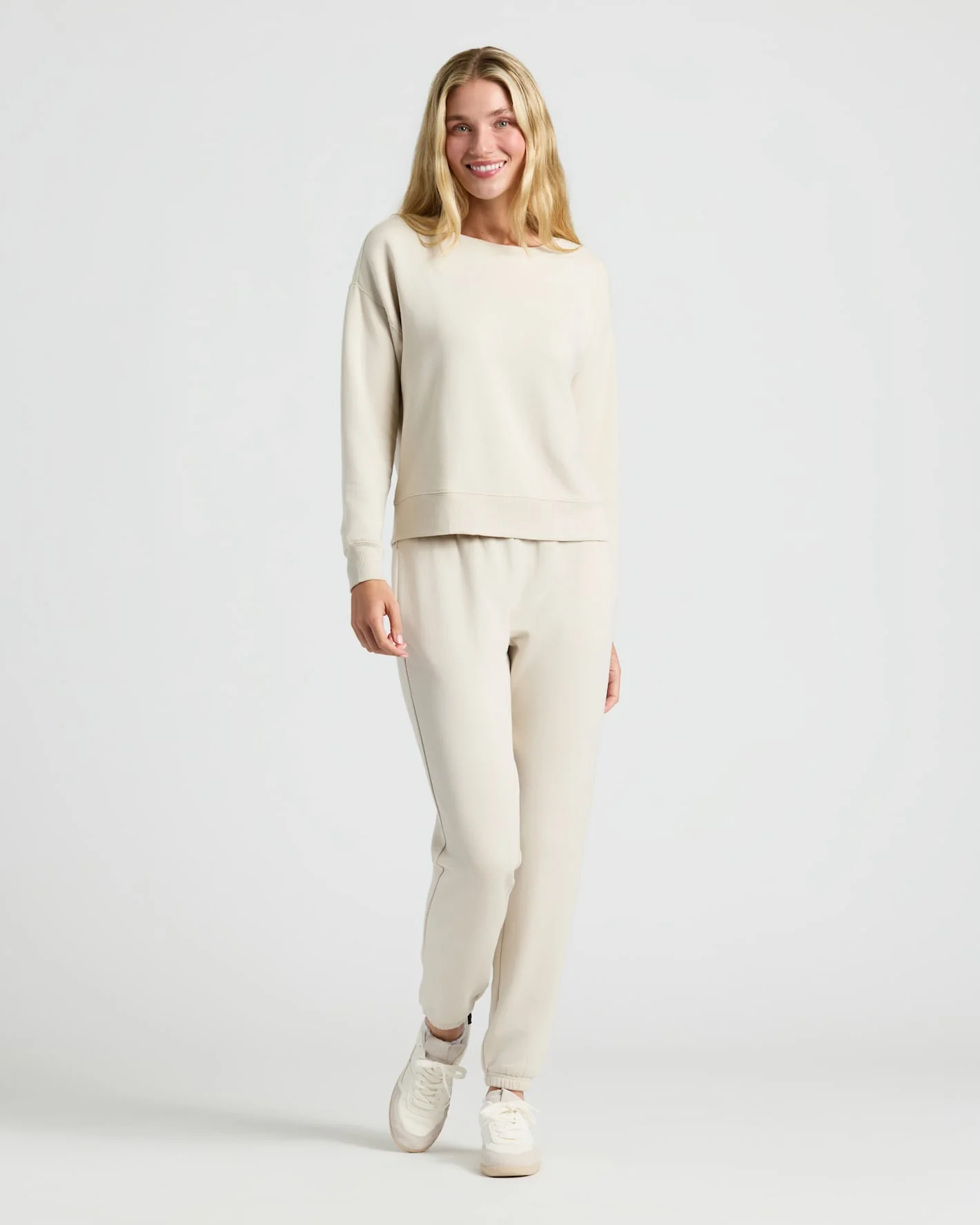 Womens Oatmeal Slouch Pullover Crew & Relaxed Jogger 2-Pack - Image 2
