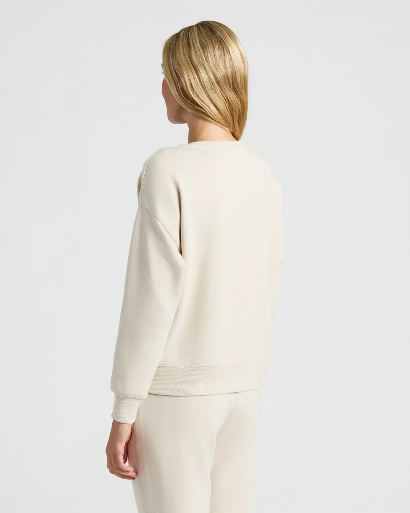 Womens Oatmeal Slouch Pullover Crew - Image 4