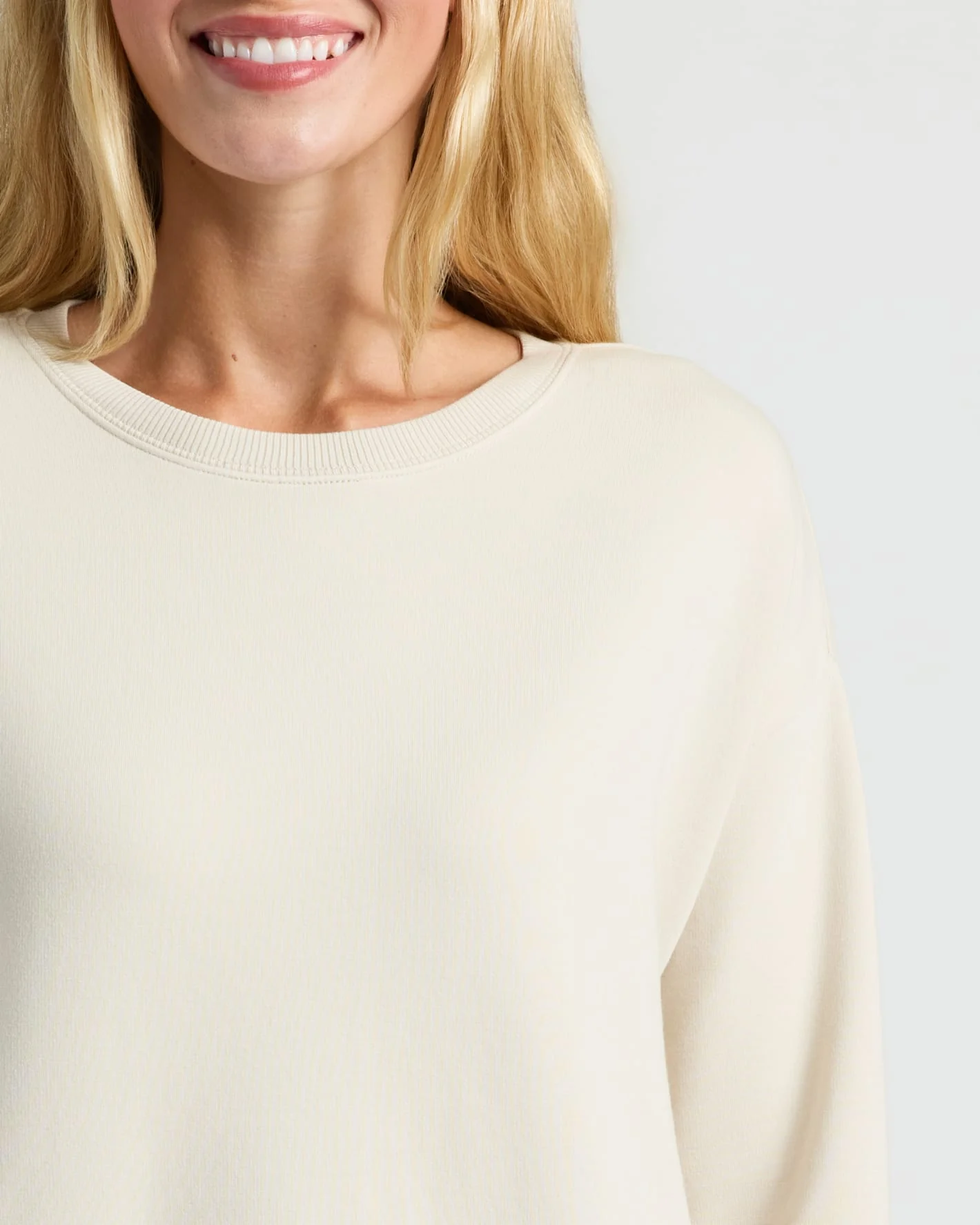 Womens Oatmeal Slouch Pullover Crew - Image 5