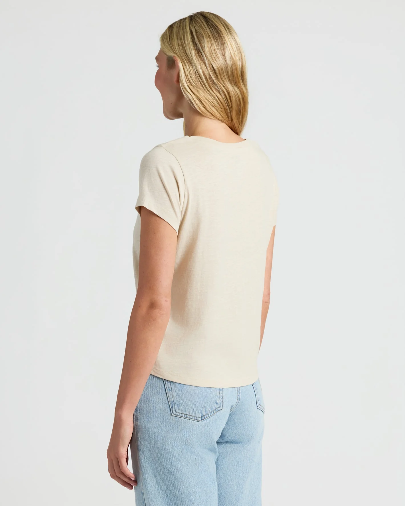 Womens Oatmeal Slub Scoop Neck Tee - Image 4
