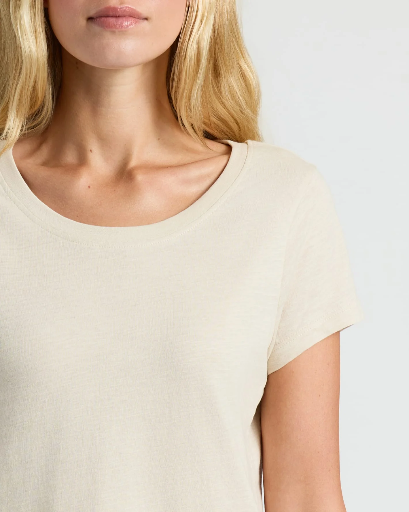 Womens Oatmeal Slub Scoop Neck Tee - Image 5