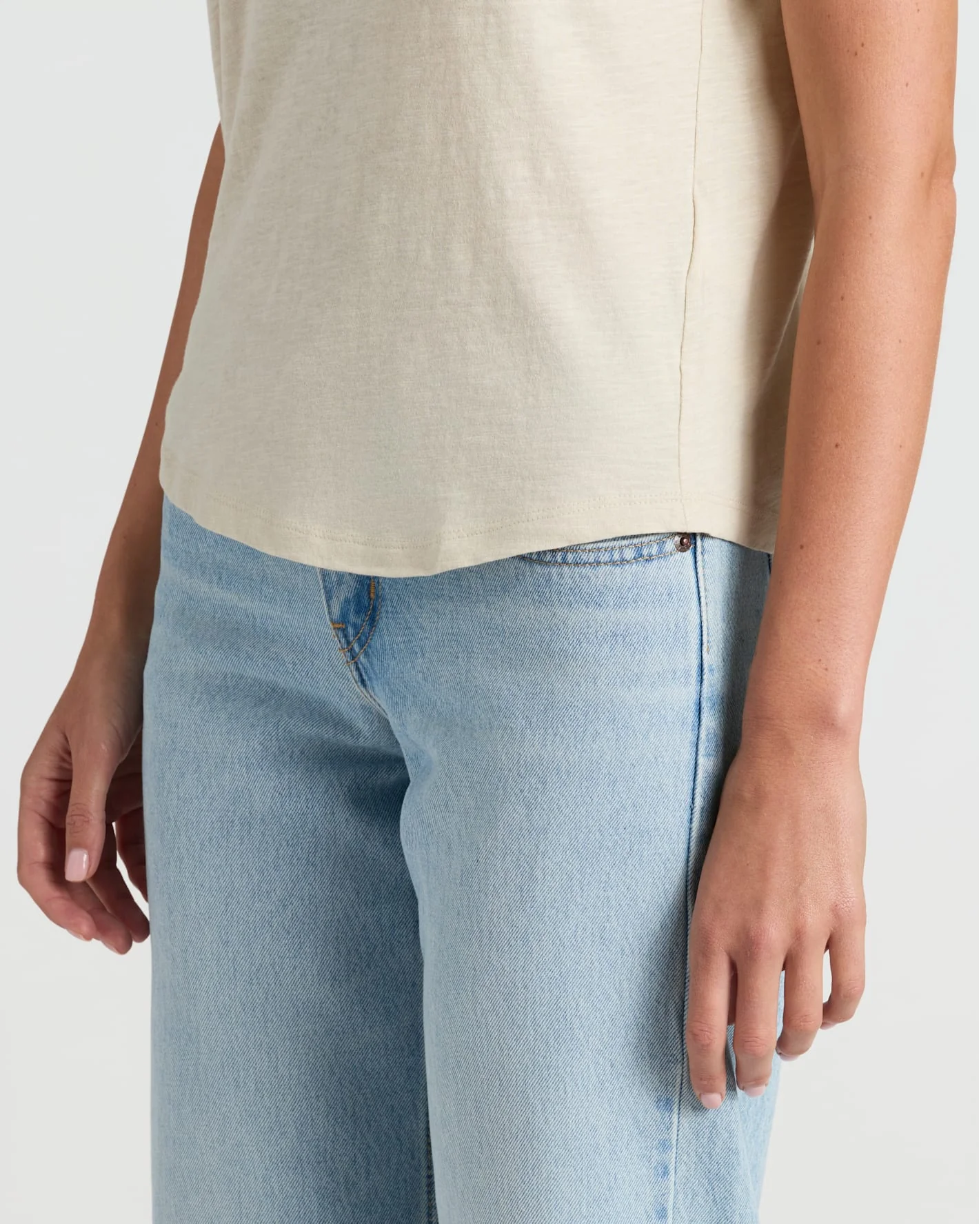 Womens Oatmeal Slub Scoop Neck Tee - Image 6