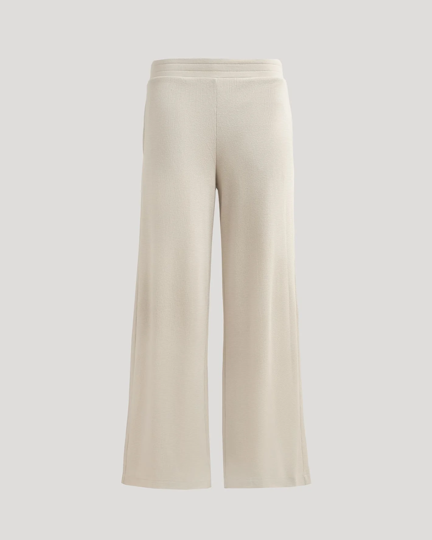 Womens Oatmeal Waffle Wide Leg Pants - Image 2