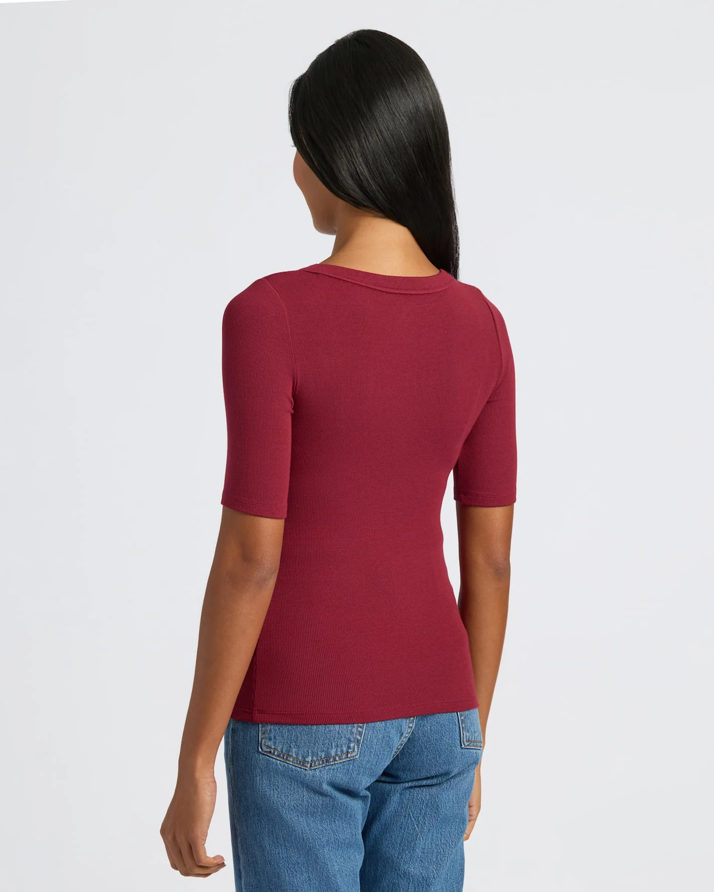 Womens Ribbed 3/4 Sleeve Scoop Neck Tee 3-Pack - Image 5