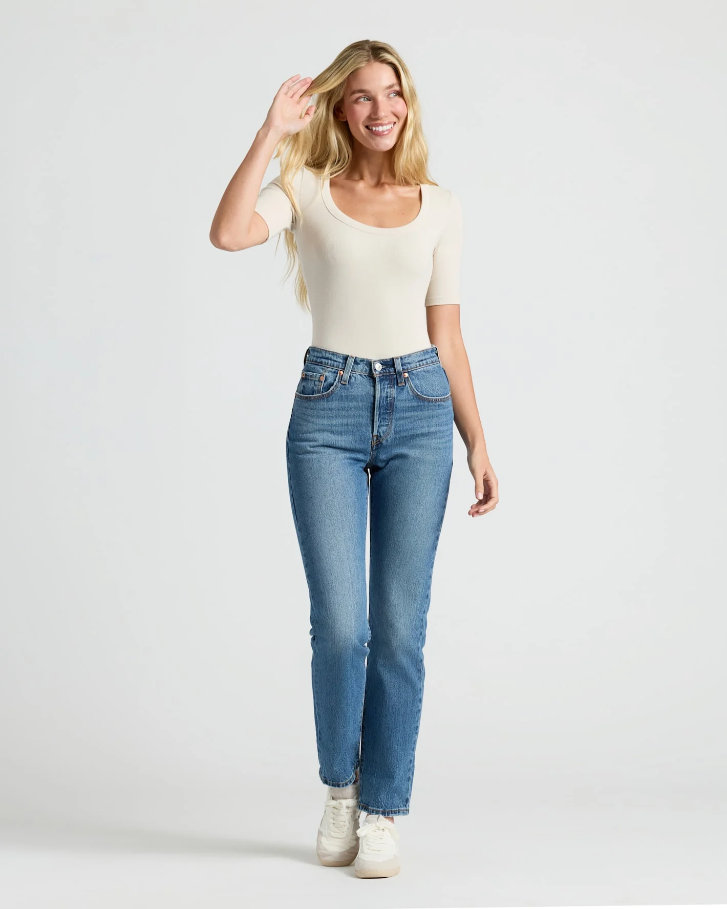 Womens Ribbed 3/4 Sleeve Scoop Neck Tee 6-Pack - Image 3