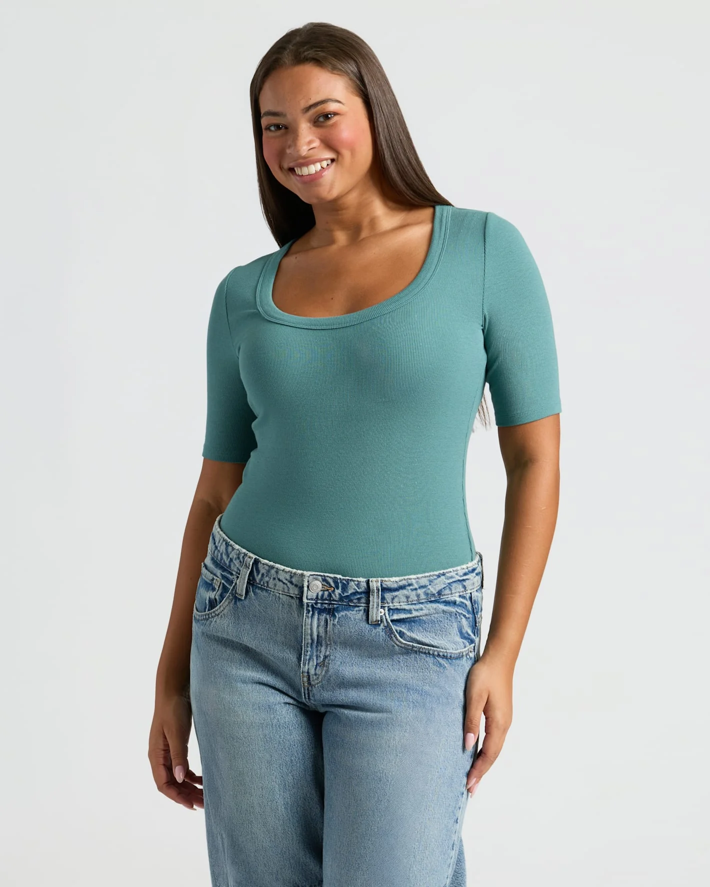 Womens Ribbed 3/4 Sleeve Scoop Neck Tee 6-Pack - Image 6