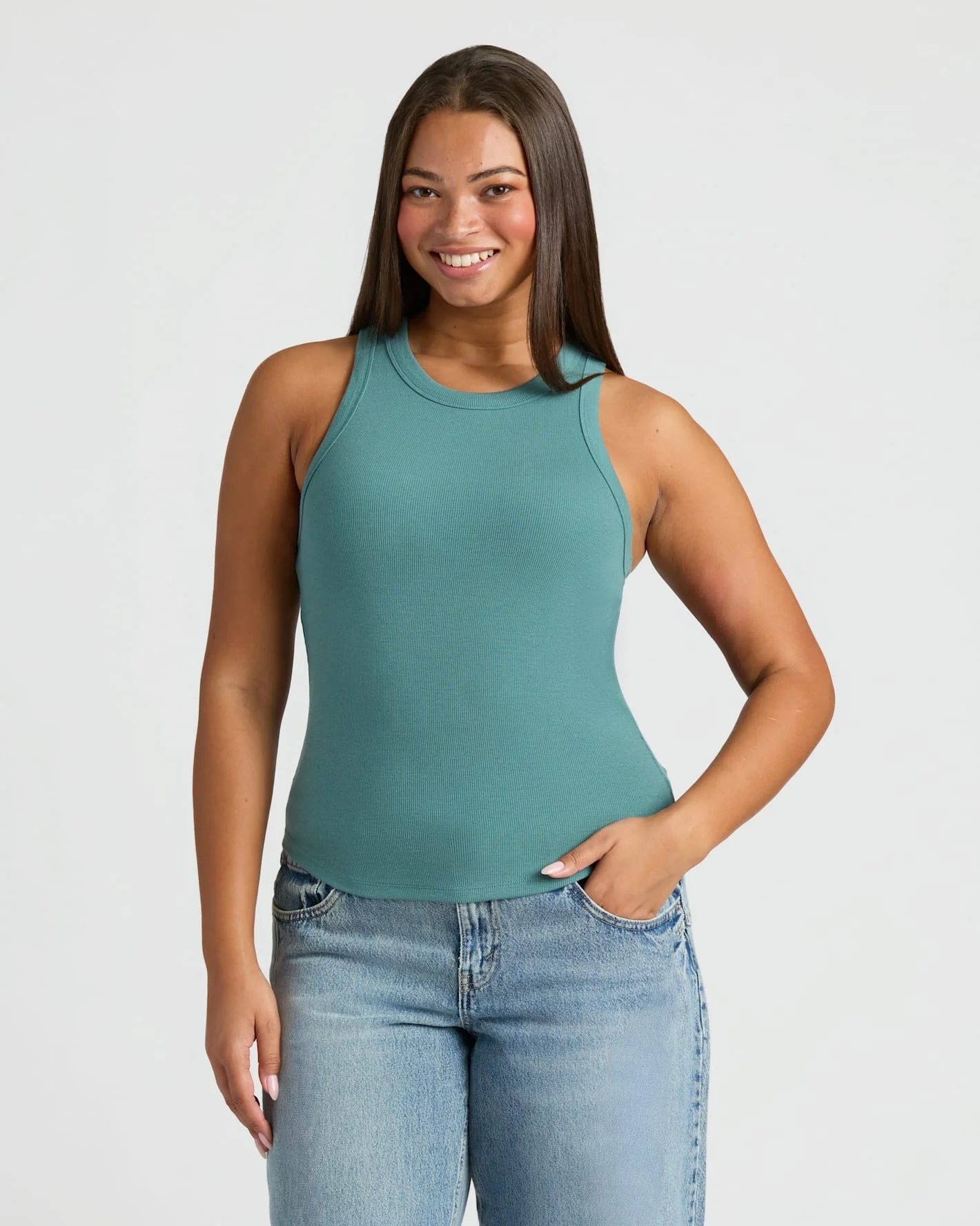 Womens Ribbed High Neck Tank 6-Pack - Image 4