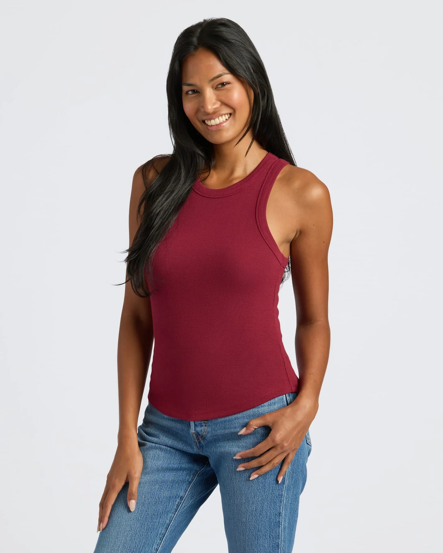 Womens Ribbed High Neck Tank 6-Pack - Image 6