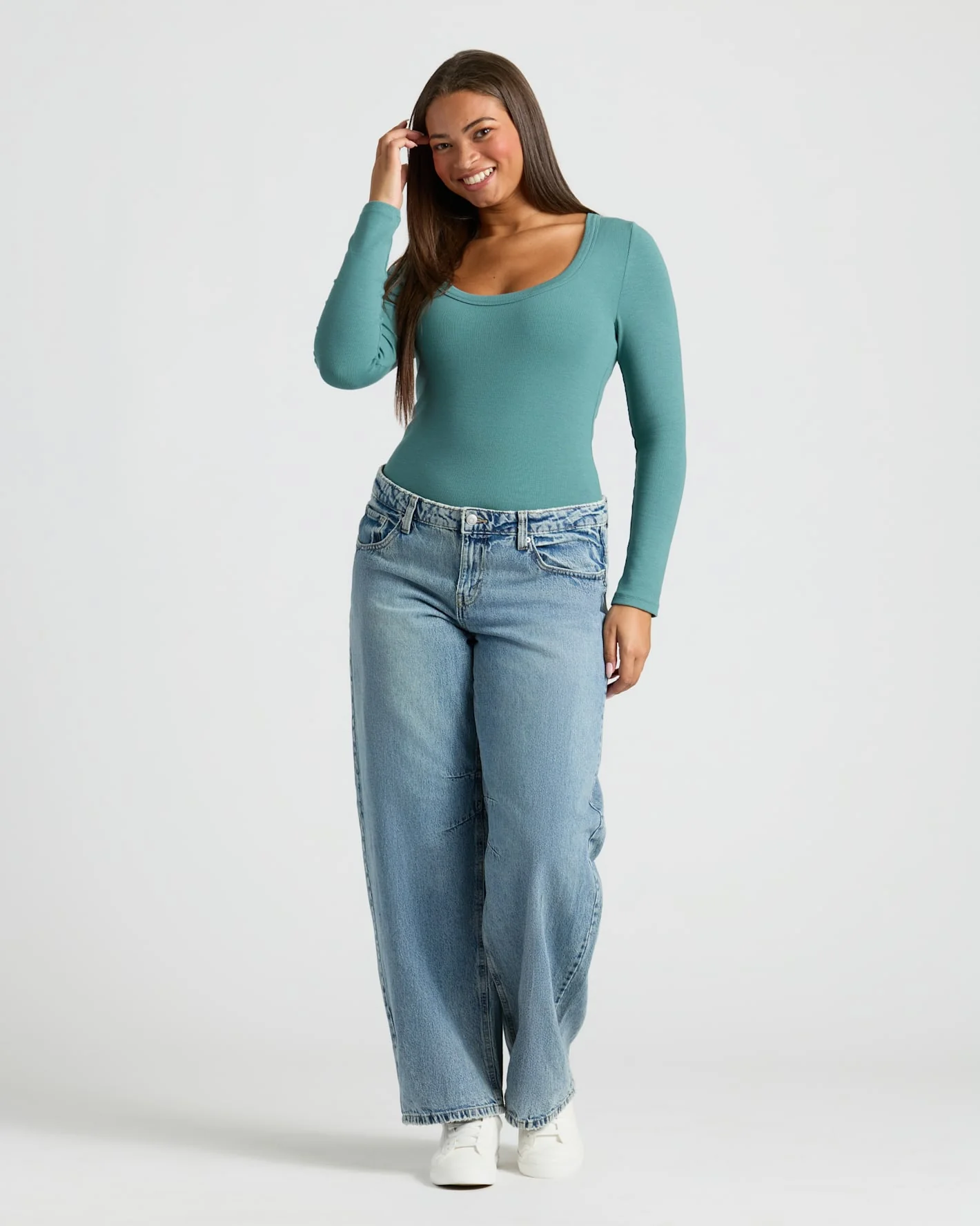 Womens Ribbed Long Sleeve Scoop Neck Tee 6-Pack - Image 3