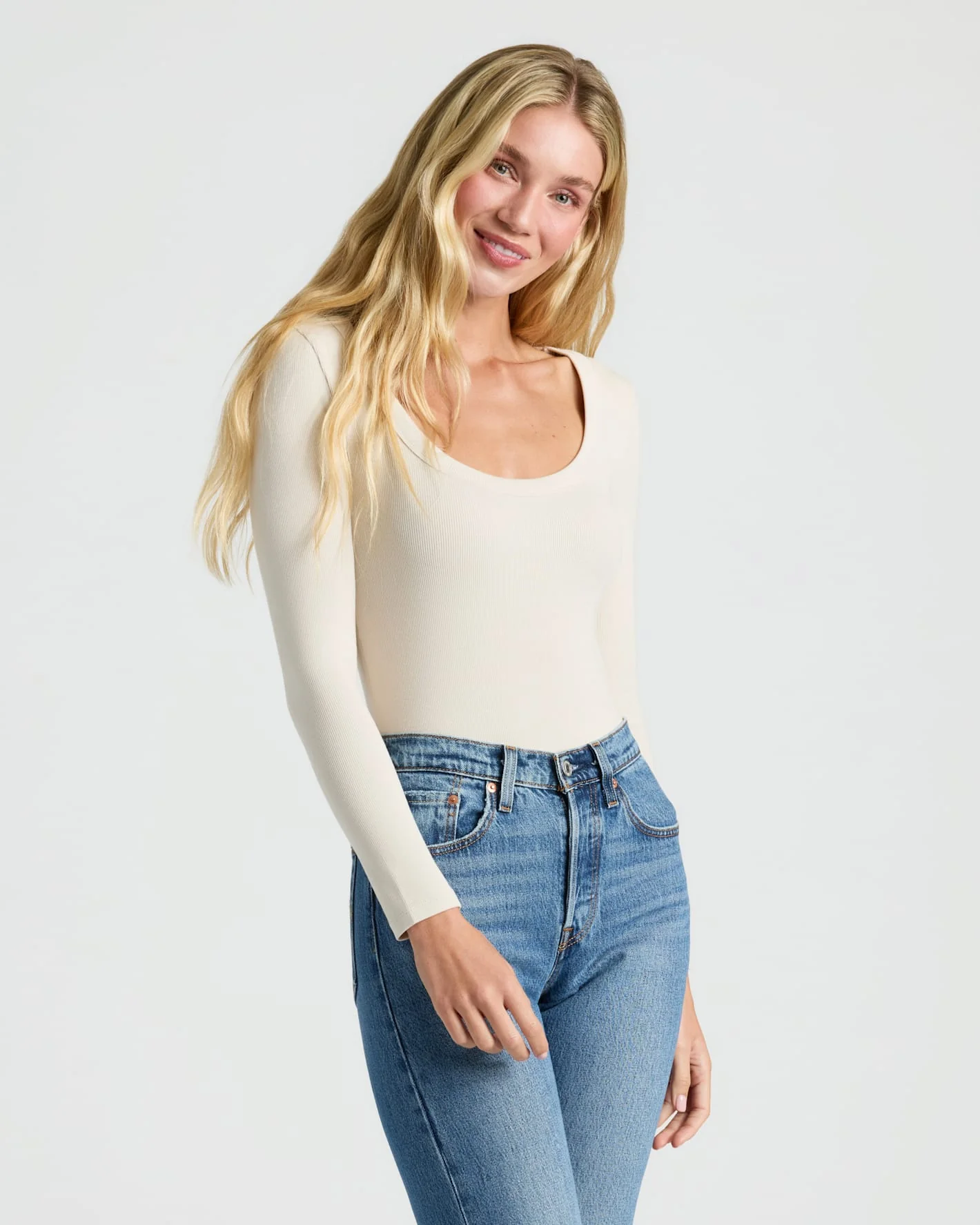Womens Ribbed Long Sleeve Scoop Neck Tee 6-Pack - Image 2