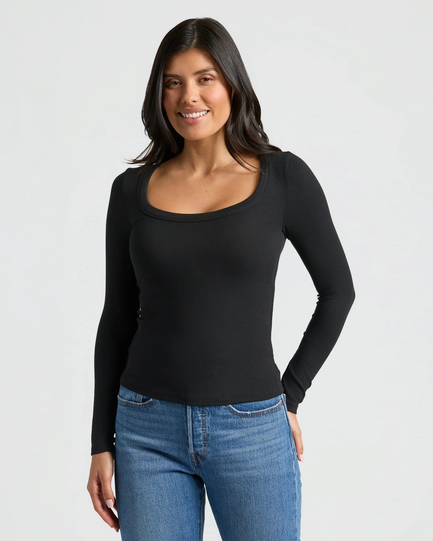 Womens Ribbed Long Sleeve Scoop Neck Tee 3-Pack - Image 4