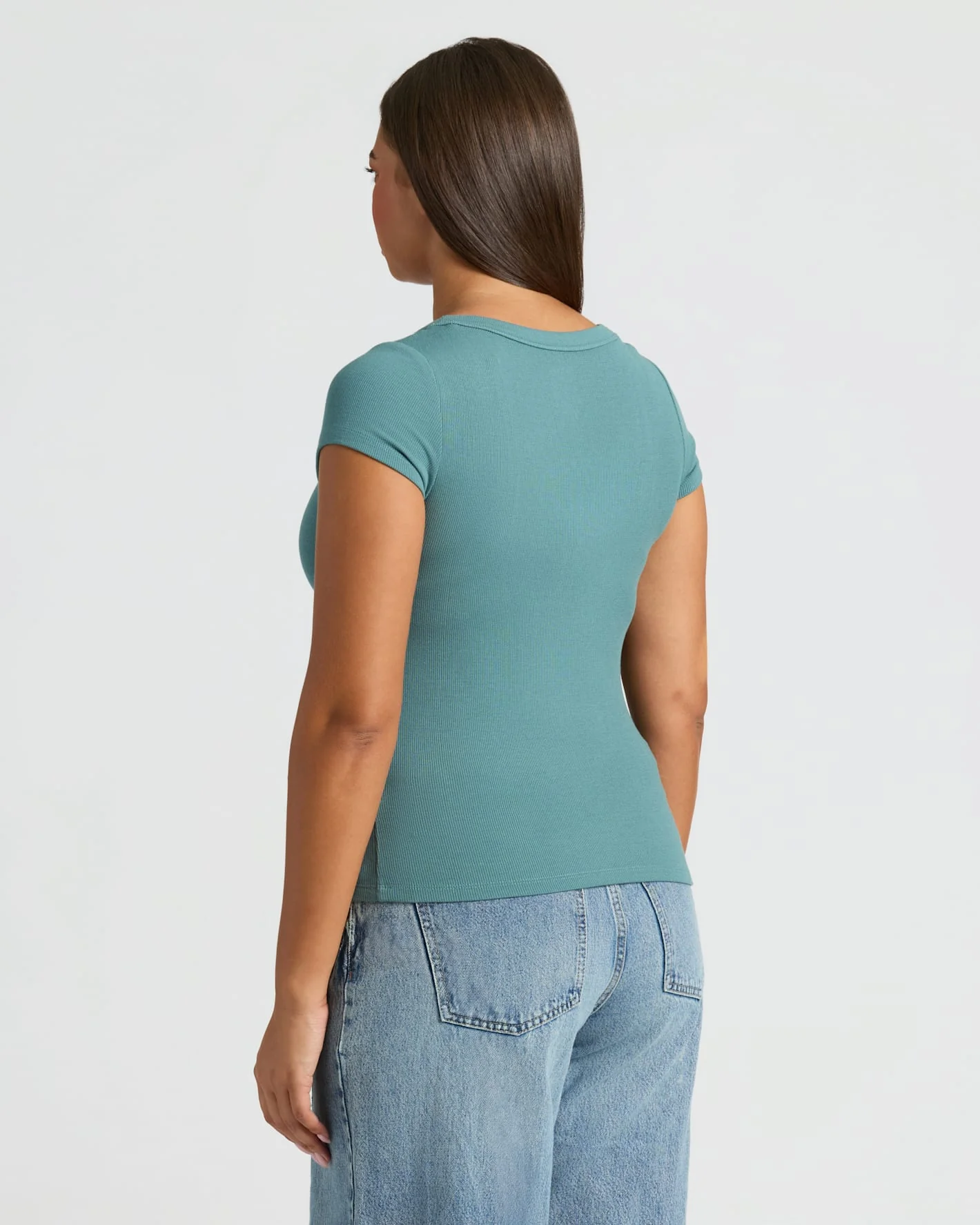 Womens Stormcloud Ribbed U-Neck Tee - Image 4