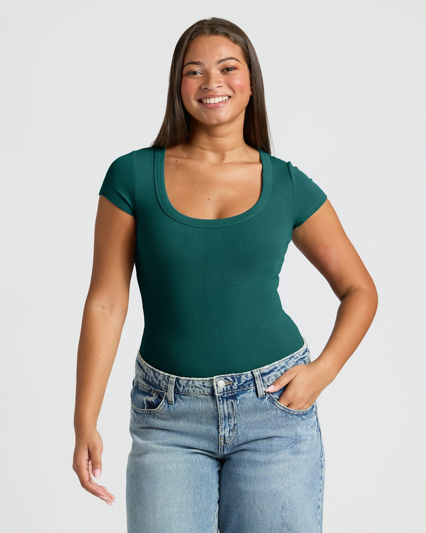 Womens Ribbed U-Neck Tee 6-Pack - Image 5
