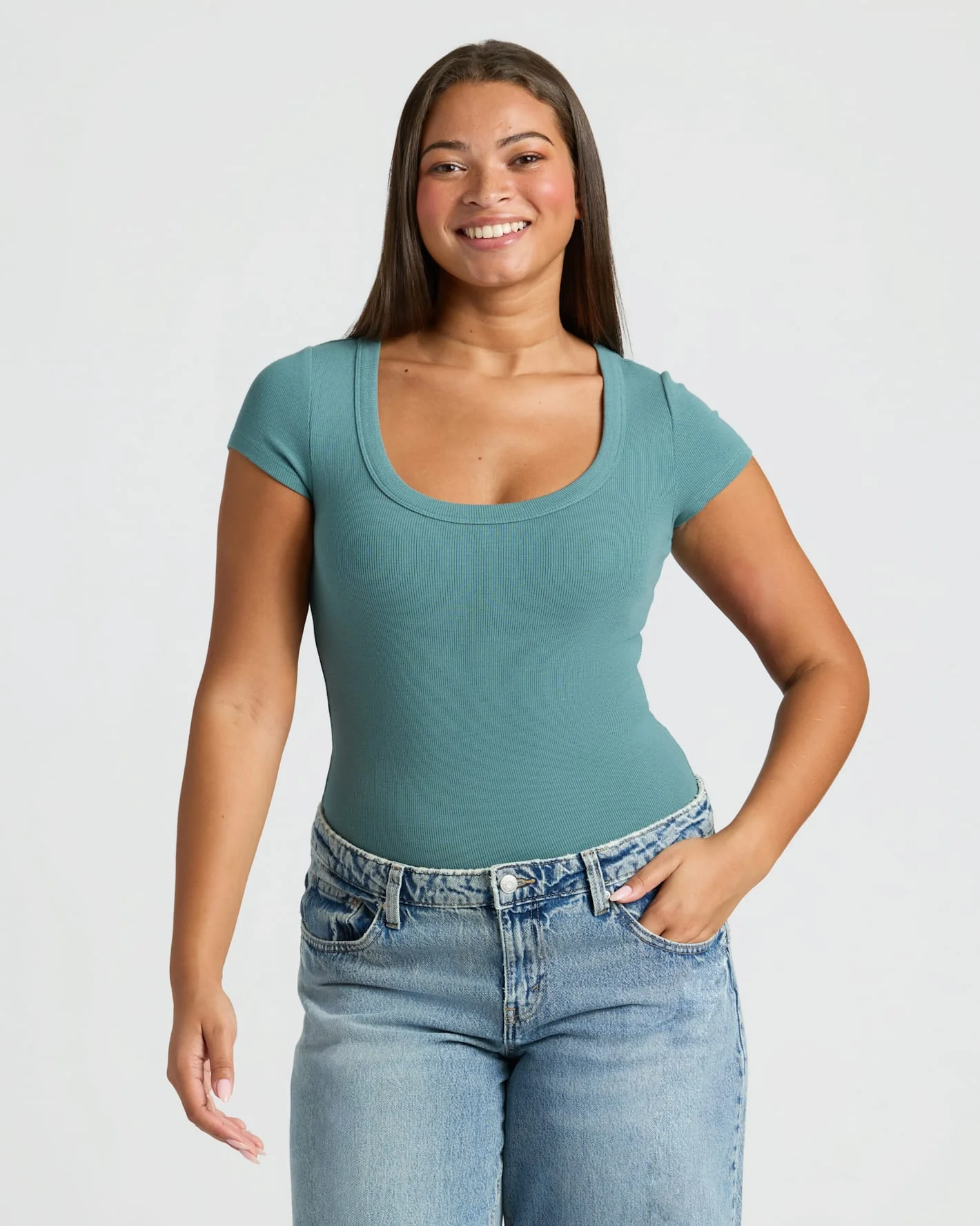 Womens Ribbed U-Neck Tee 3-Pack - Image 5