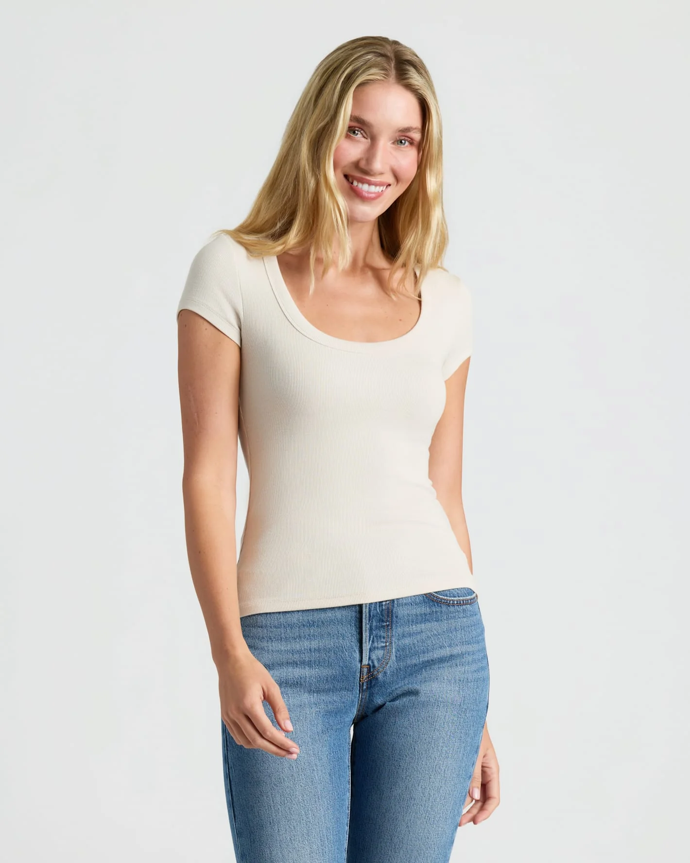 Womens Ribbed U-Neck Tee 3-Pack - Image 2
