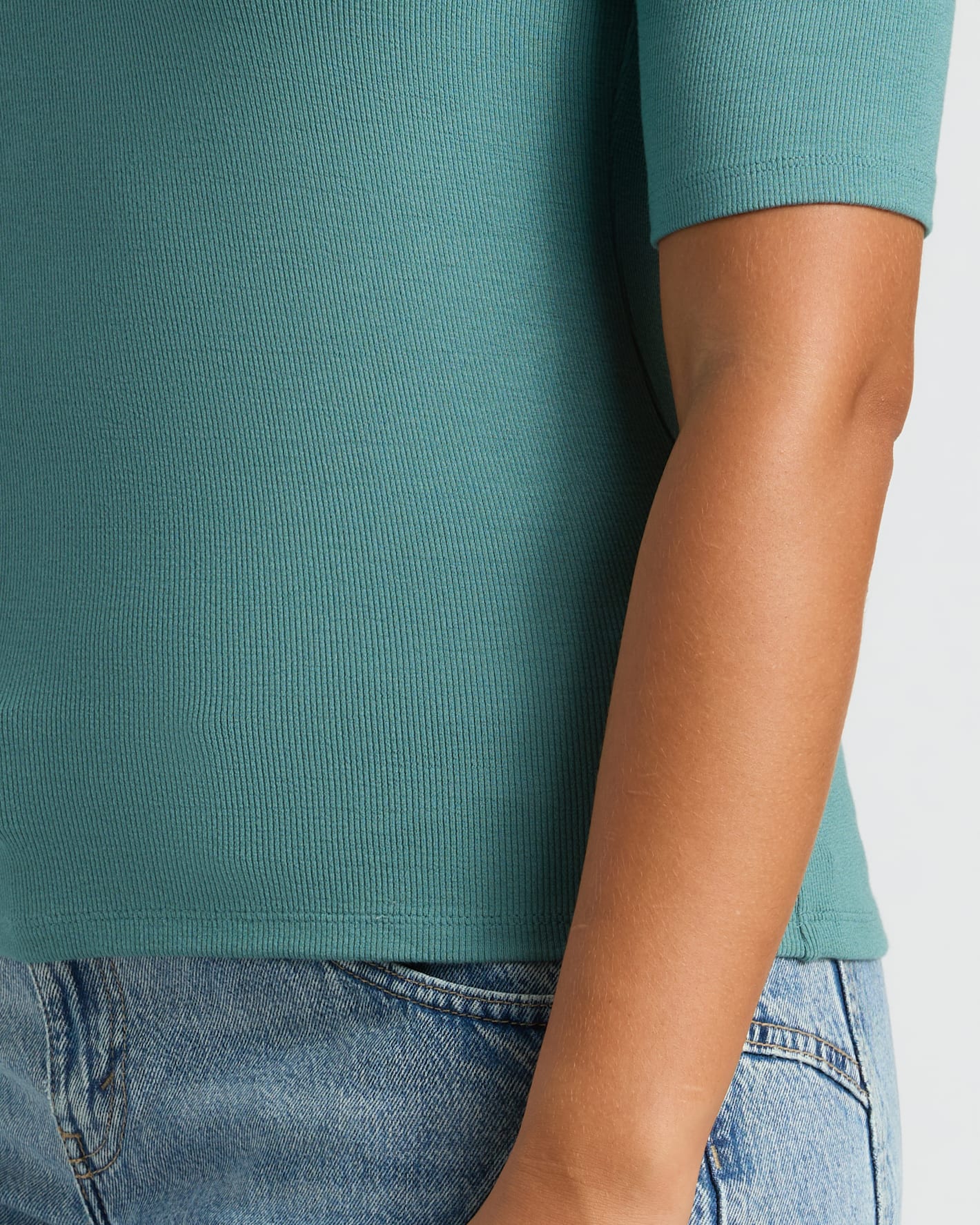 Womens Stormcloud Ribbed 3/4 Sleeve Scoop Neck Tee - Image 7