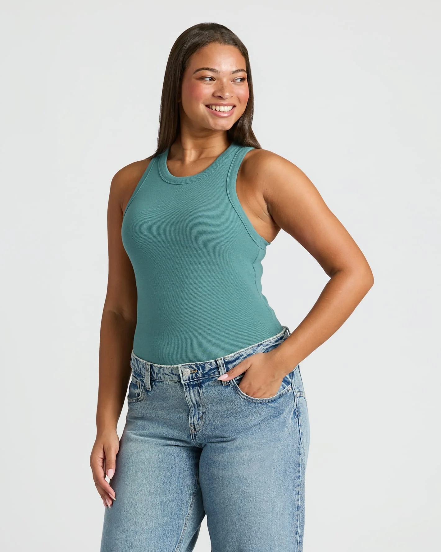 Womens Stormcloud Ribbed High Neck Tank - Image 6