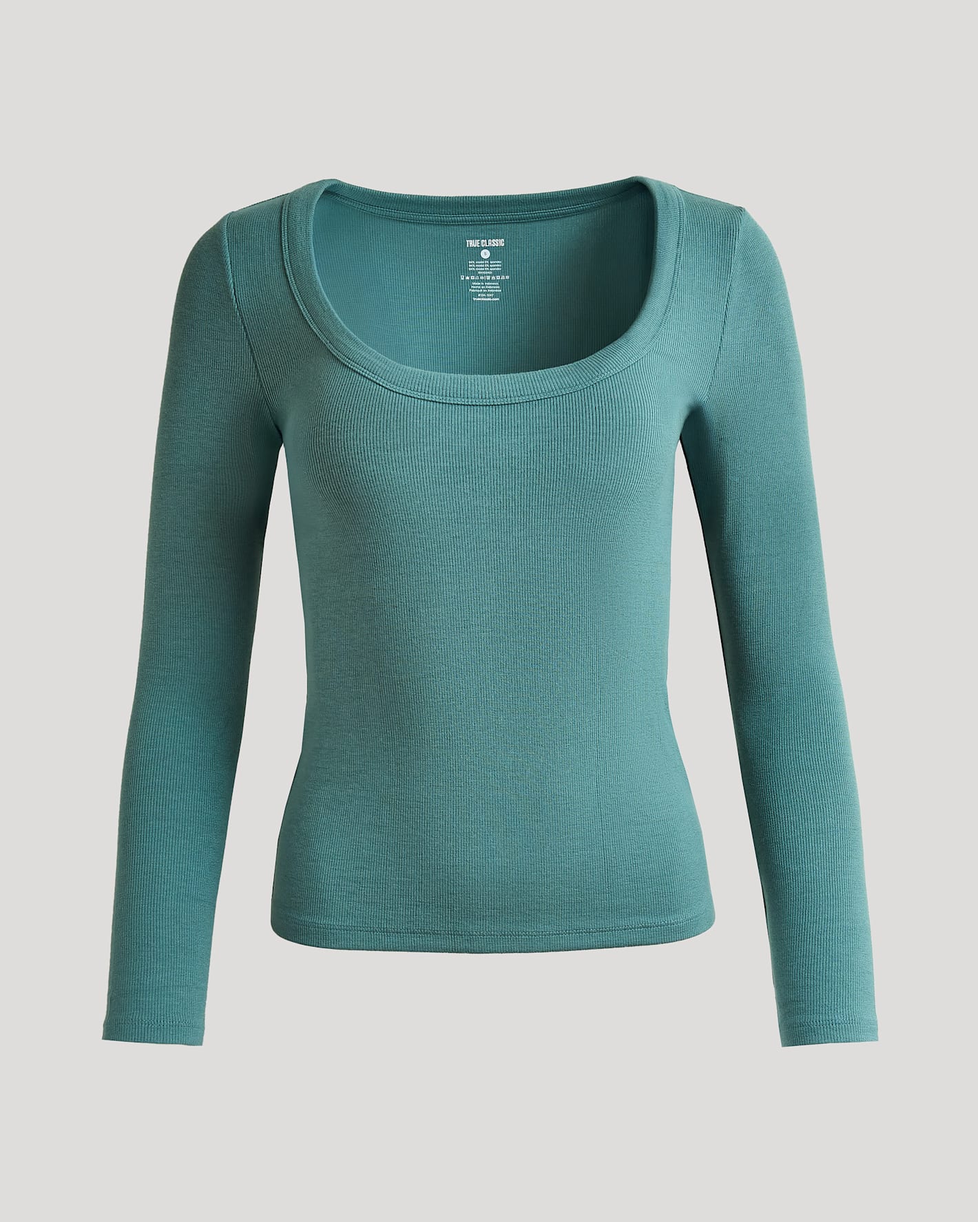 Womens Stormcloud Ribbed Long Sleeve Scoop Neck Tee - Image 2