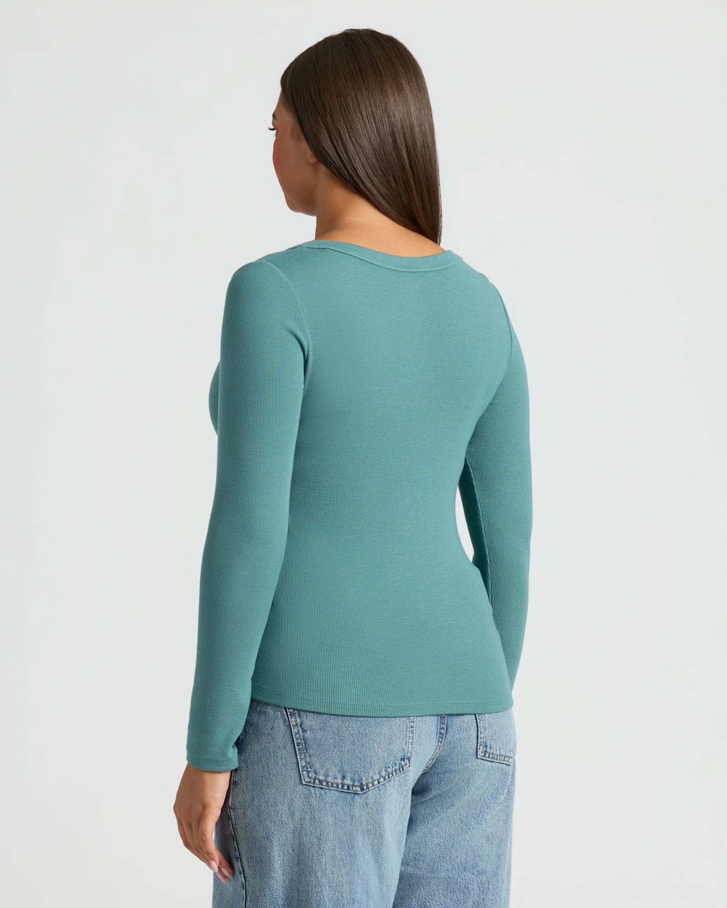 Womens Stormcloud Ribbed Long Sleeve Scoop Neck Tee - Image 4