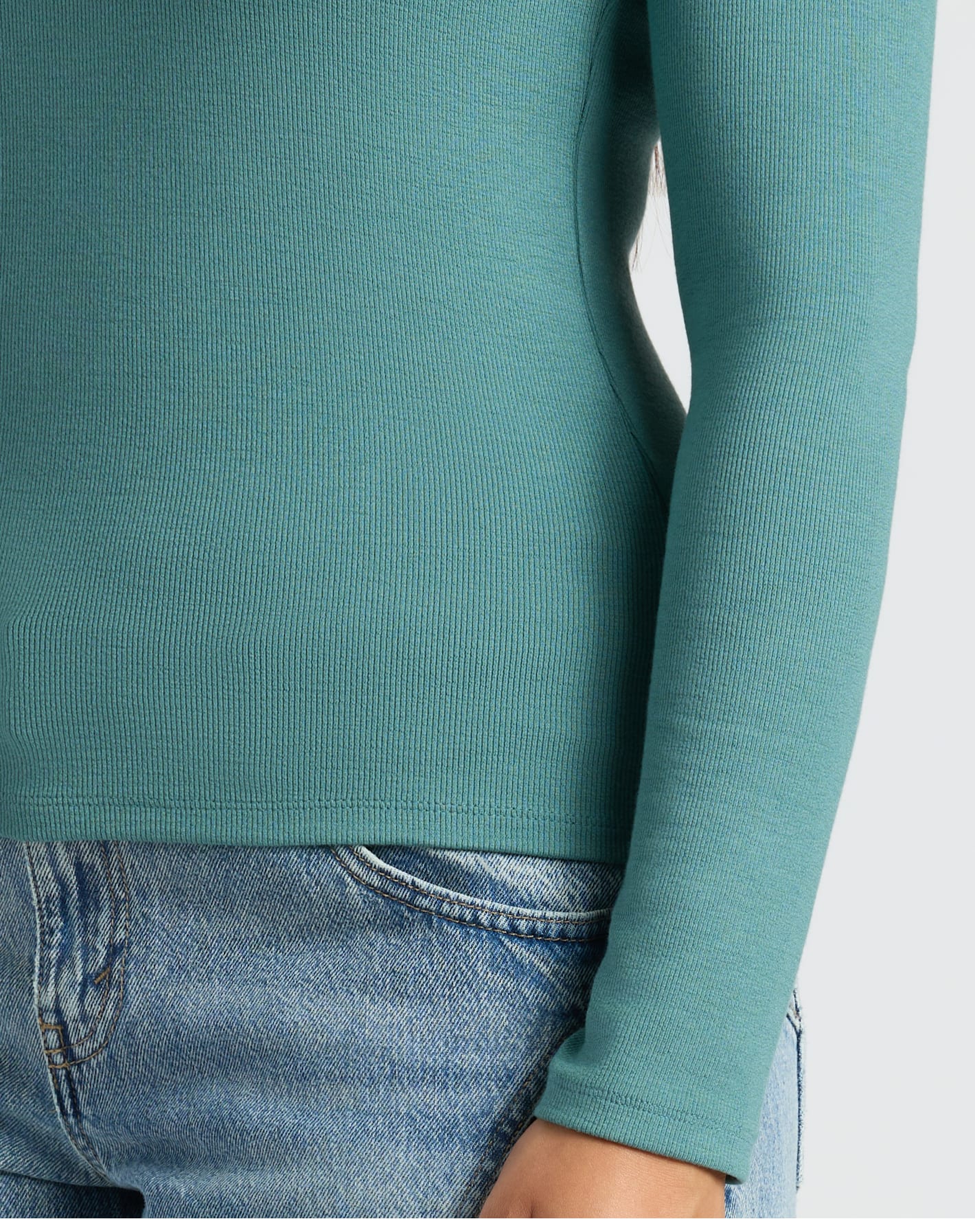 Womens Stormcloud Ribbed Long Sleeve Scoop Neck Tee - Image 7